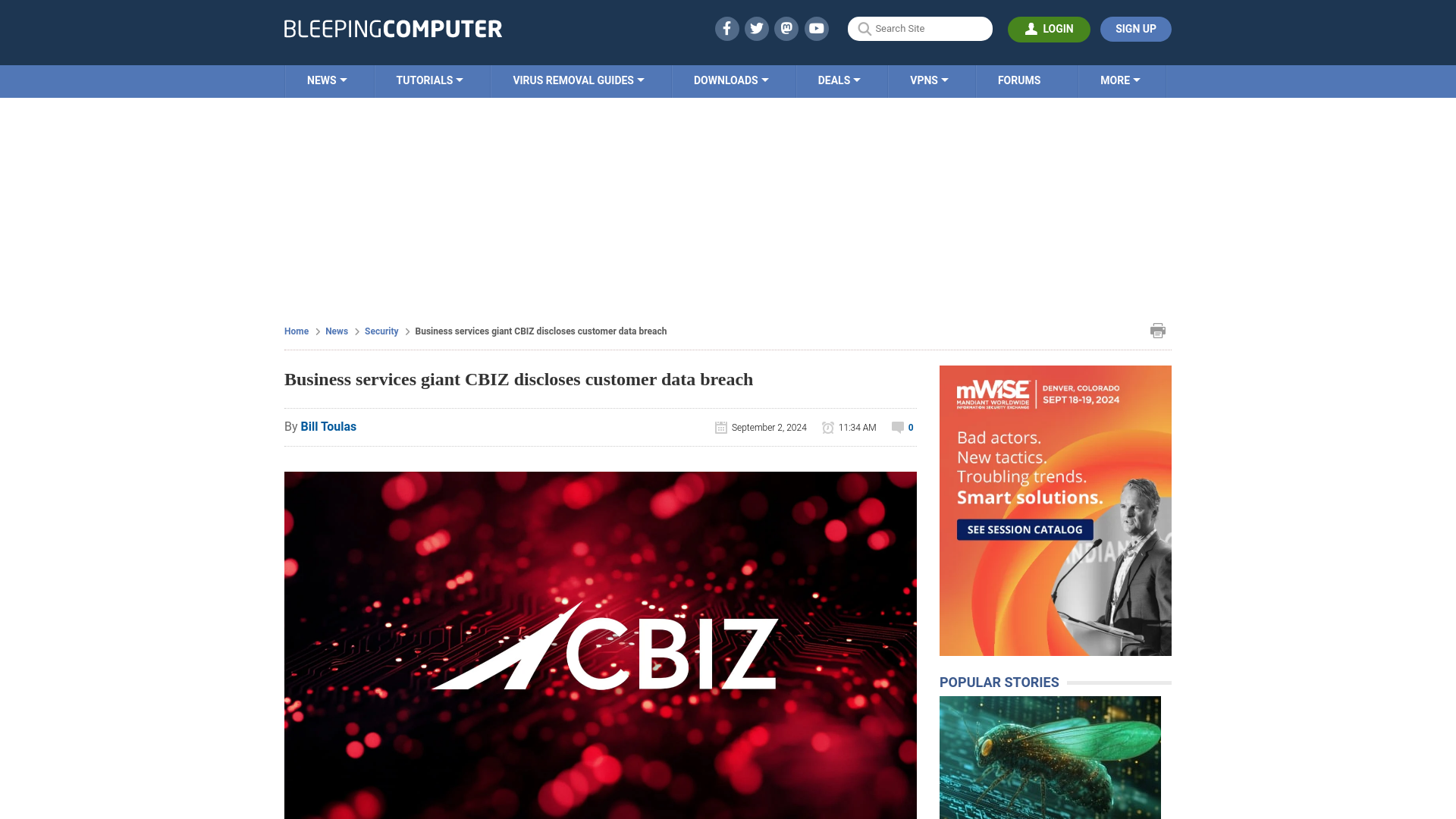 Business services giant CBIZ discloses customer data breach