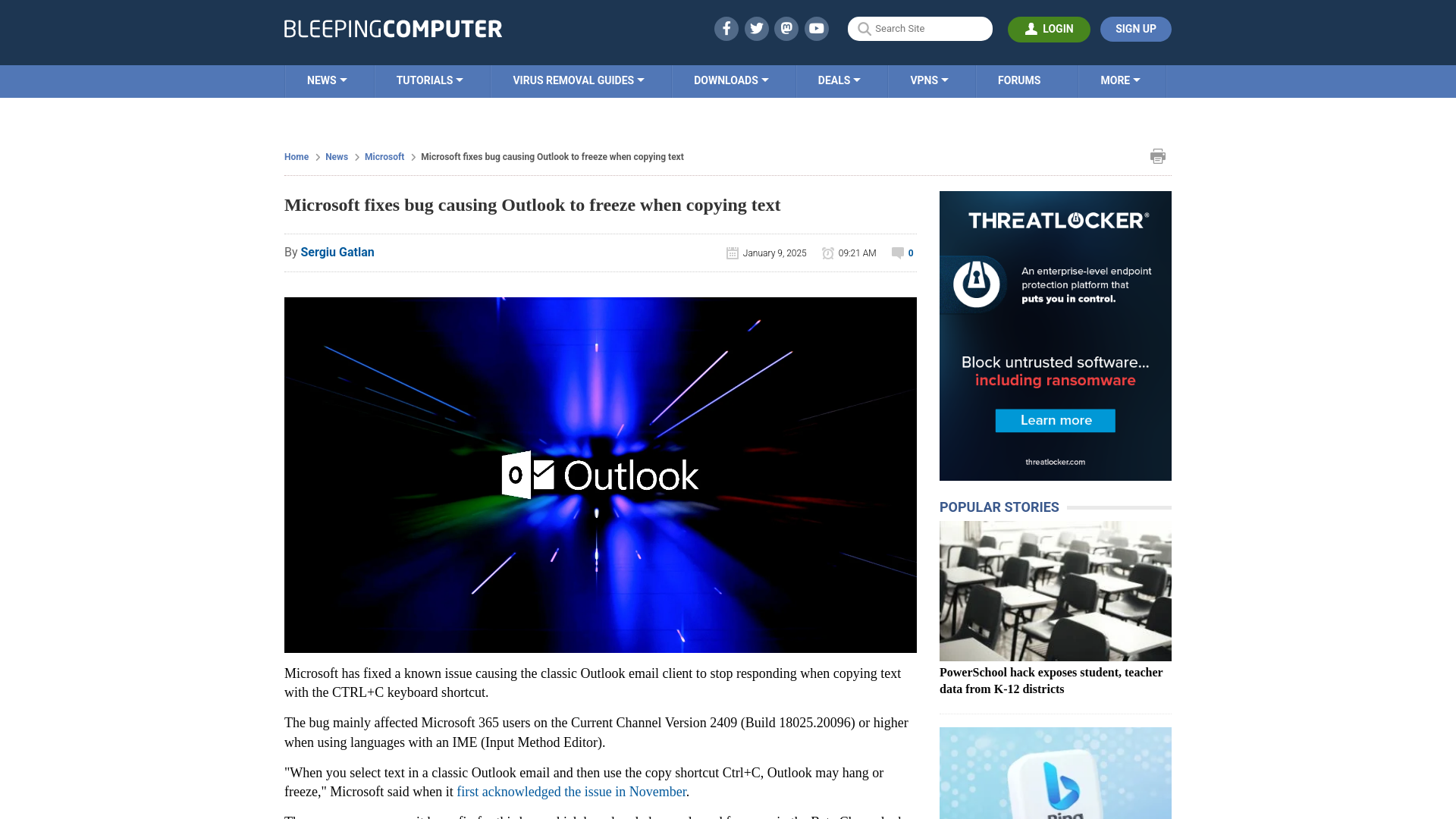 Microsoft fixes bug causing Outlook to freeze when copying text