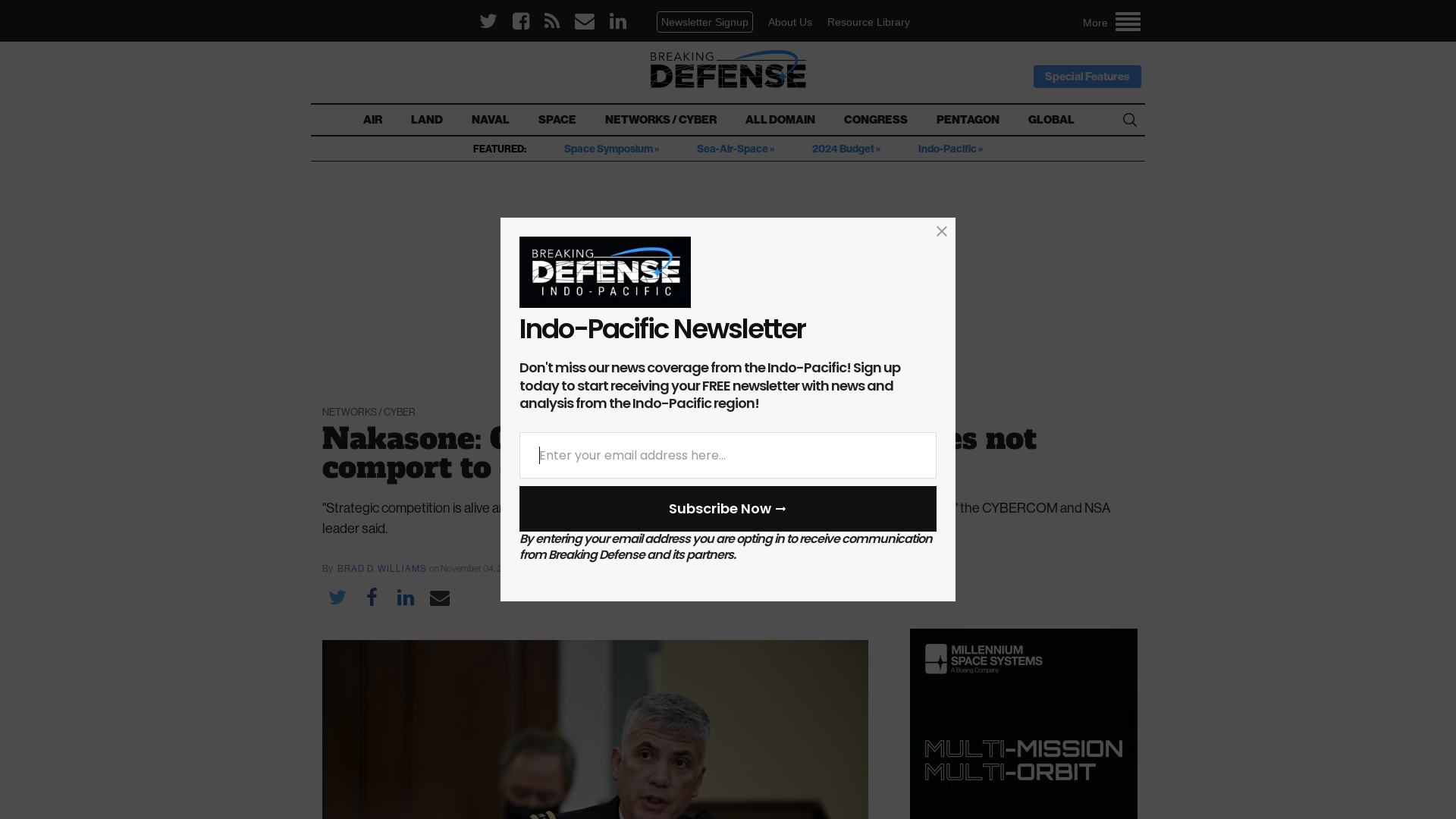 Nakasone: Cold War-style deterrence 'does not comport to cyberspace' - Breaking Defense
