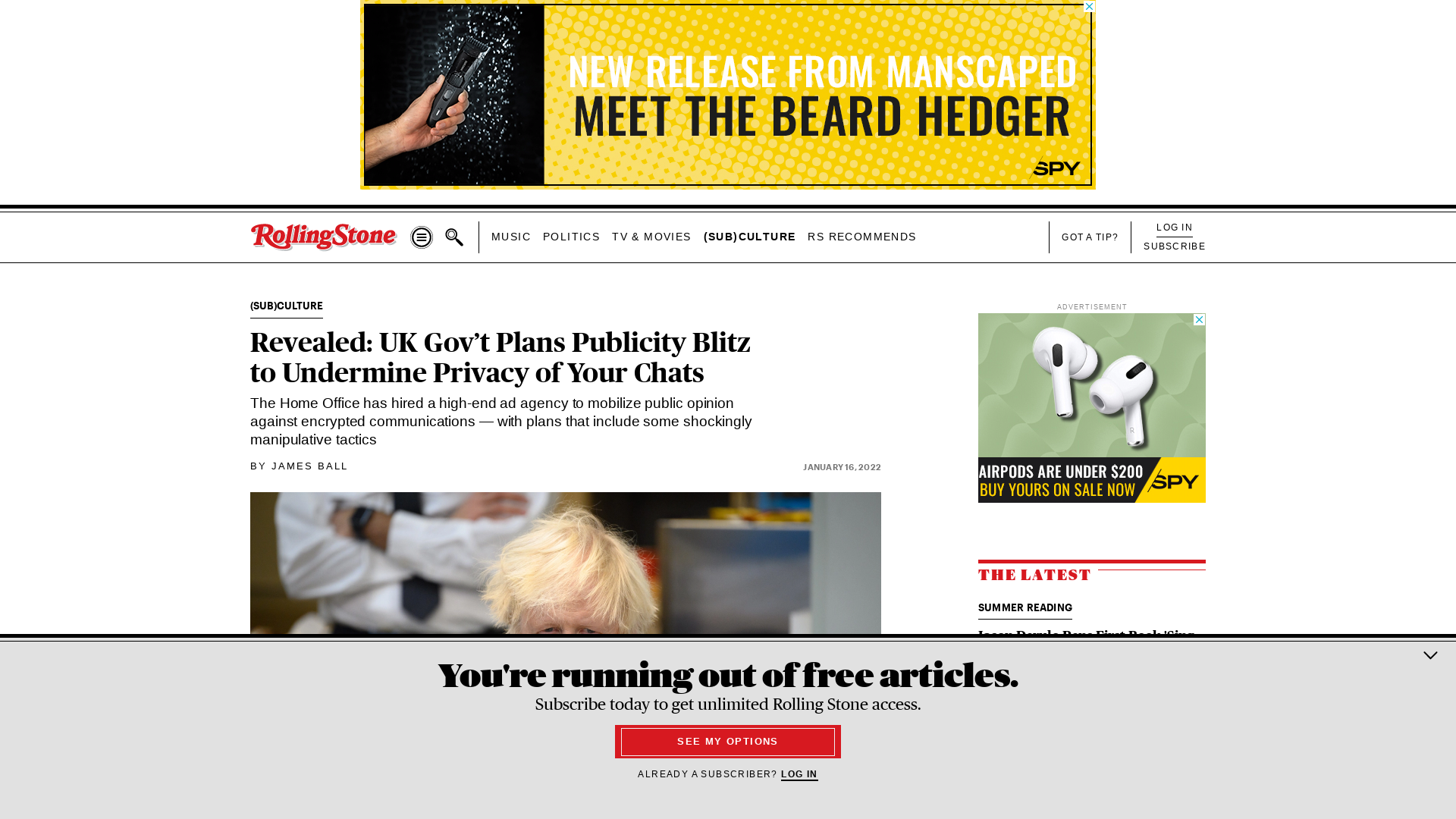 Revealed: UK Gov’t Plans Publicity Blitz to Undermine Chat Privacy – Rolling Stone