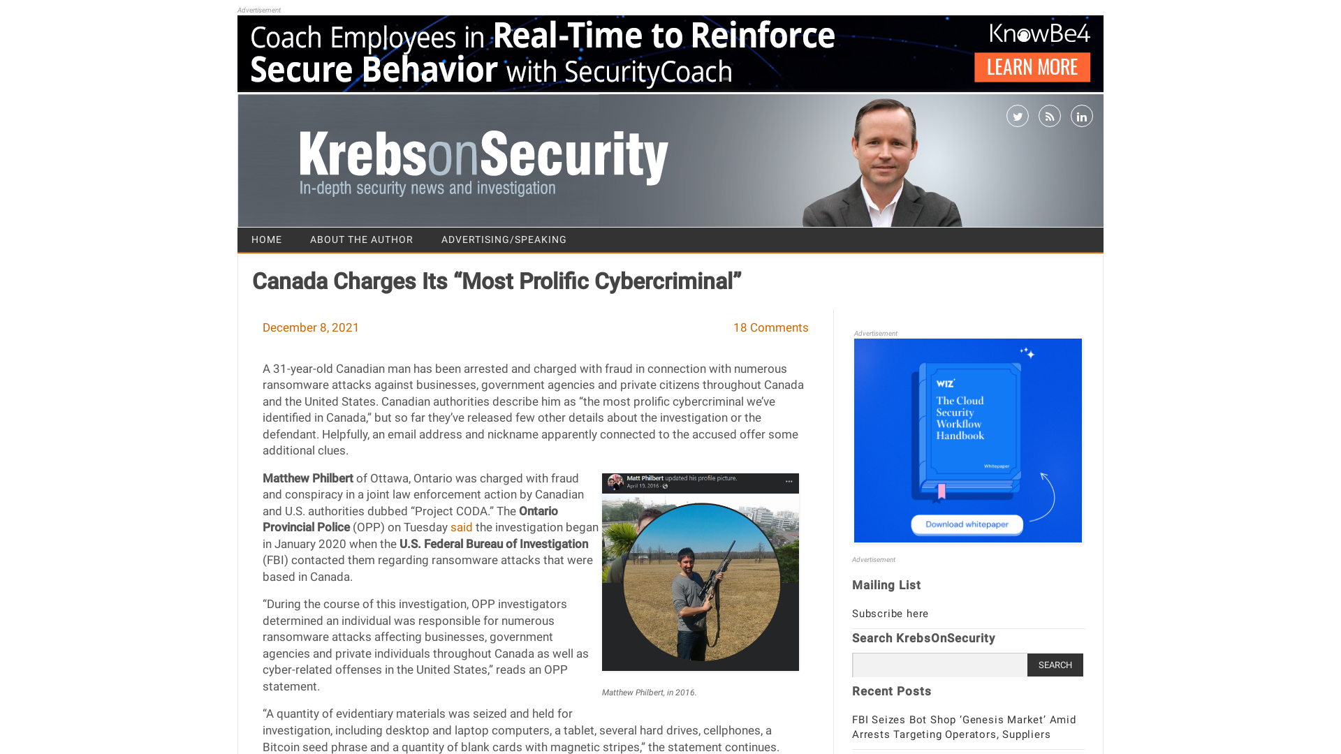 Canada Charges Its “Most Prolific Cybercriminal” – Krebs on Security