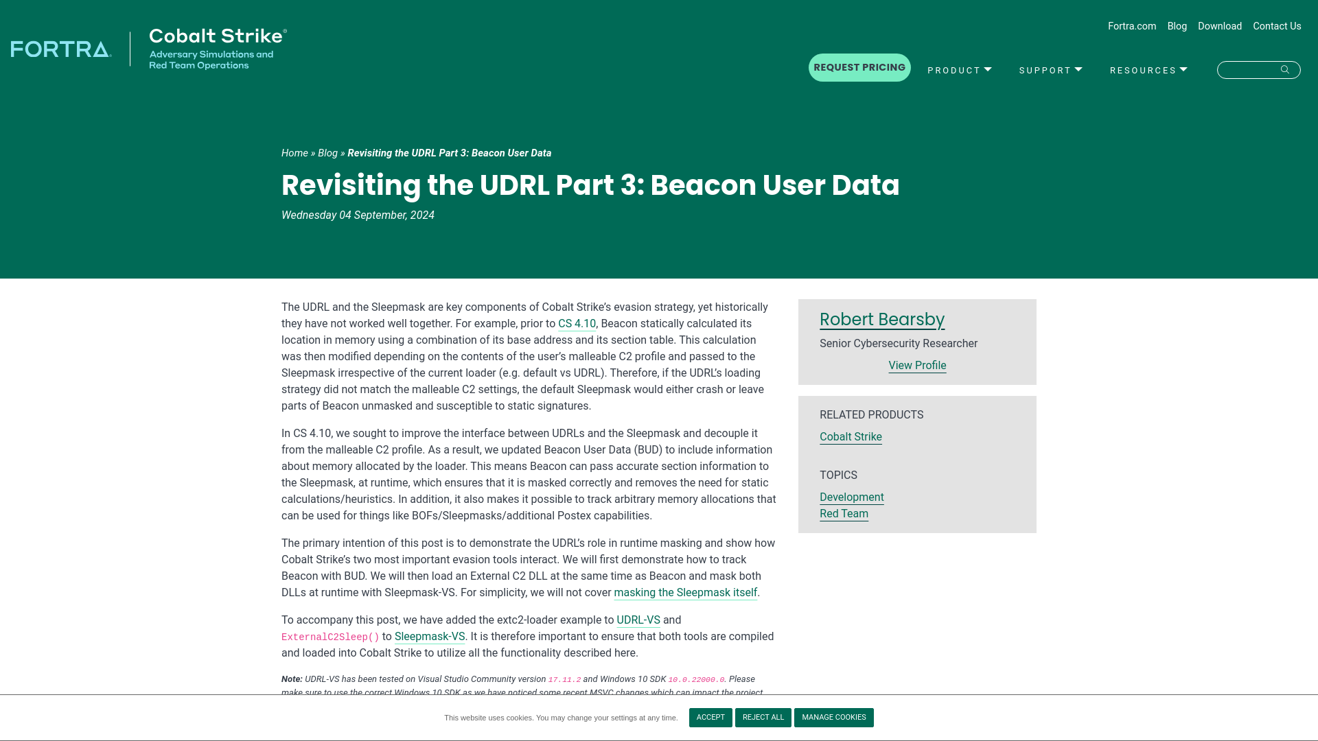 Revisiting the UDRL Part 3: Beacon User Data | Cobalt Strike