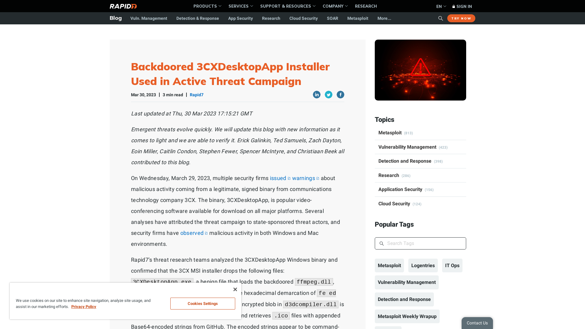 Backdoored 3CXDesktopApp Installer Used in Active Threat Campaign | Rapid7 Blog