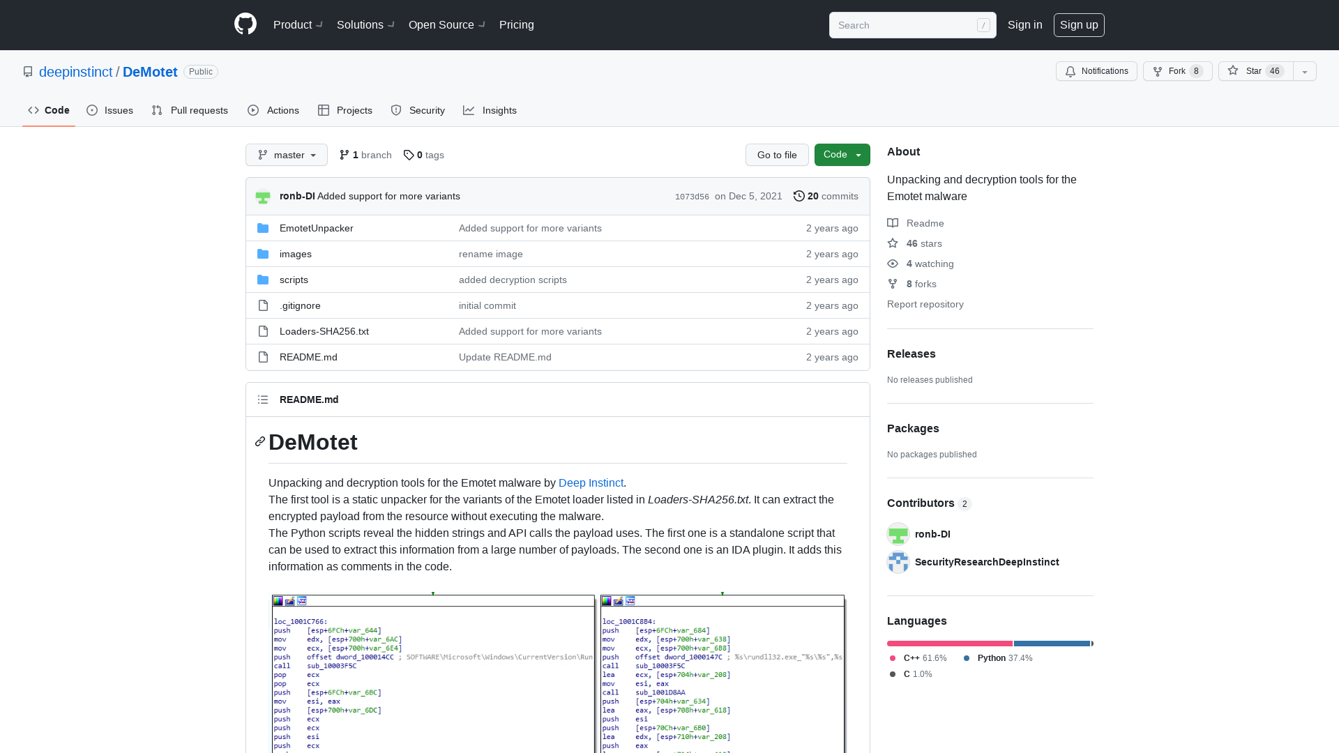 GitHub - deepinstinct/DeMotet: Unpacking and decryption tools for the Emotet malware