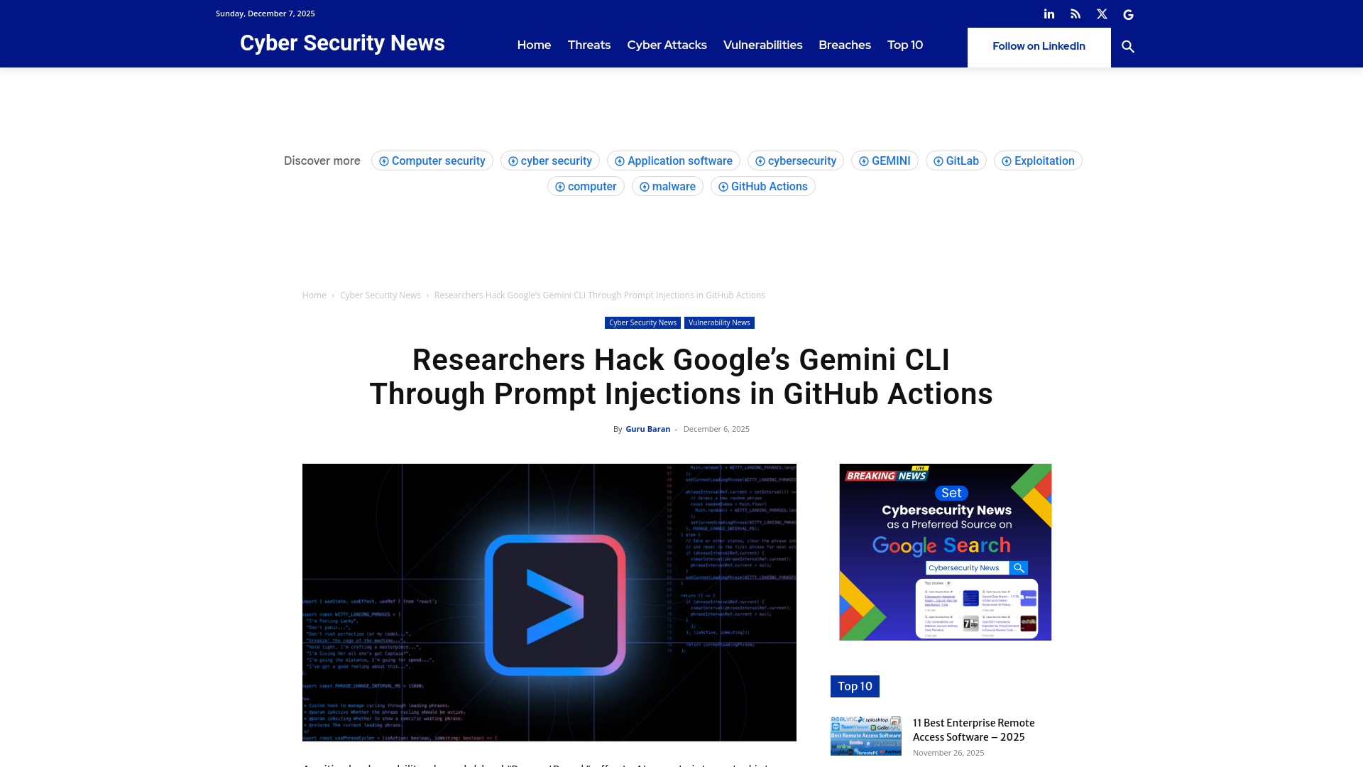 Researchers Hack Google’s Gemini CLI Through Prompt Injections in GitHub Actions
