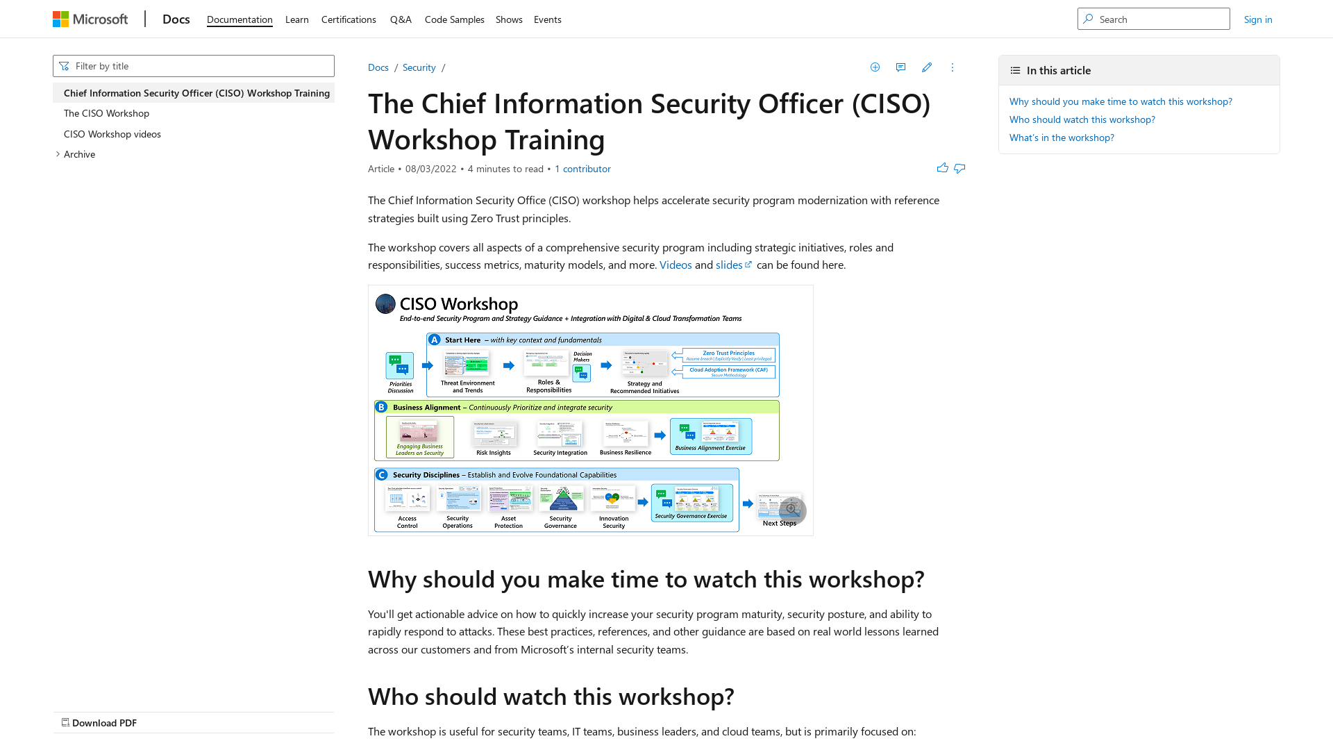 The Chief Information Security Officer (CISO) Workshop - Security documentation | Microsoft Docs