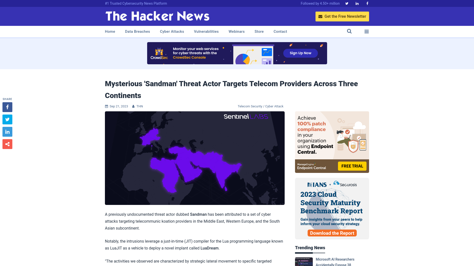 Mysterious 'Sandman' Threat Actor Targets Telecom Providers Across Three Continents