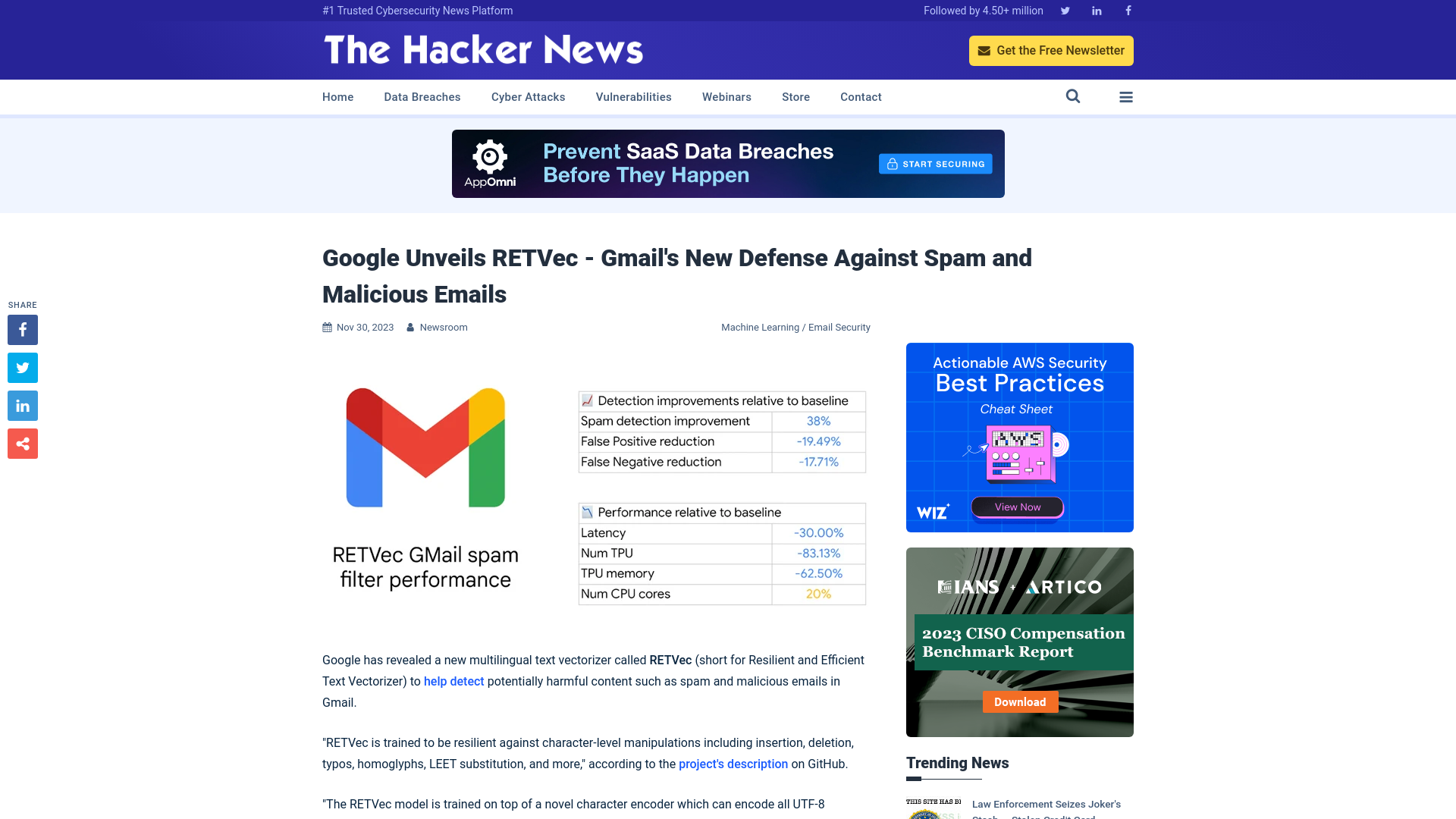 Google Unveils RETVec - Gmail's New Defense Against Spam and Malicious Emails