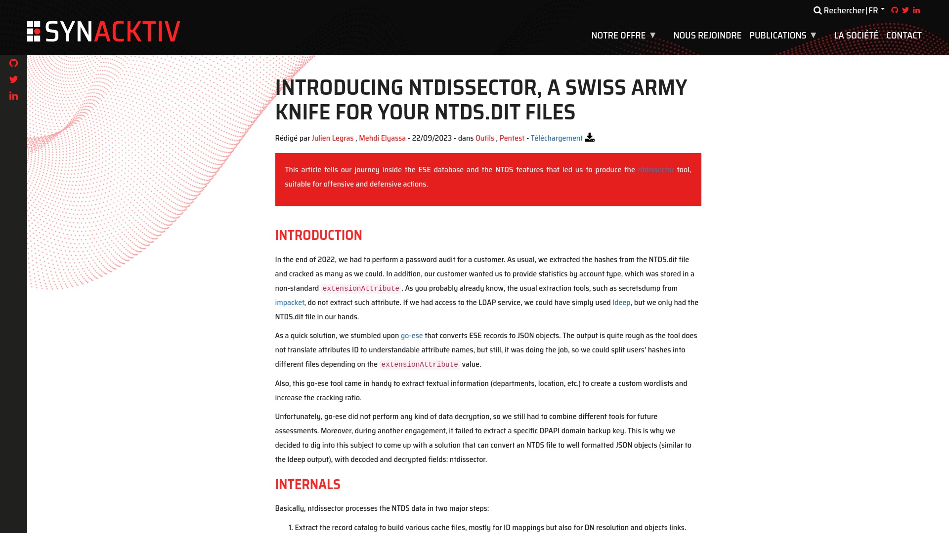 Introducing ntdissector, a swiss army knife for your NTDS.dit files