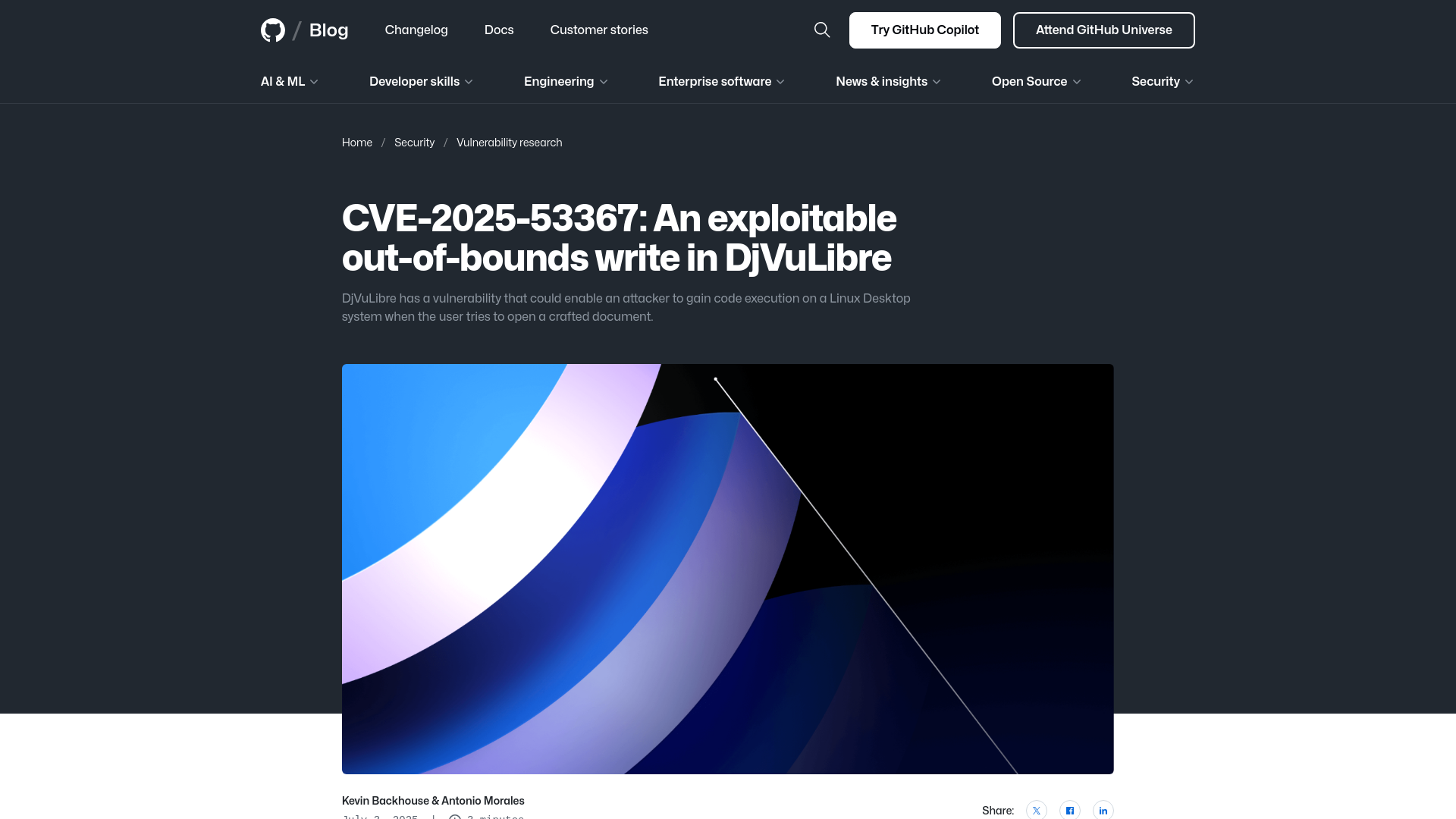 CVE-2025-53367: An exploitable out-of-bounds write in DjVuLibre - The GitHub Blog