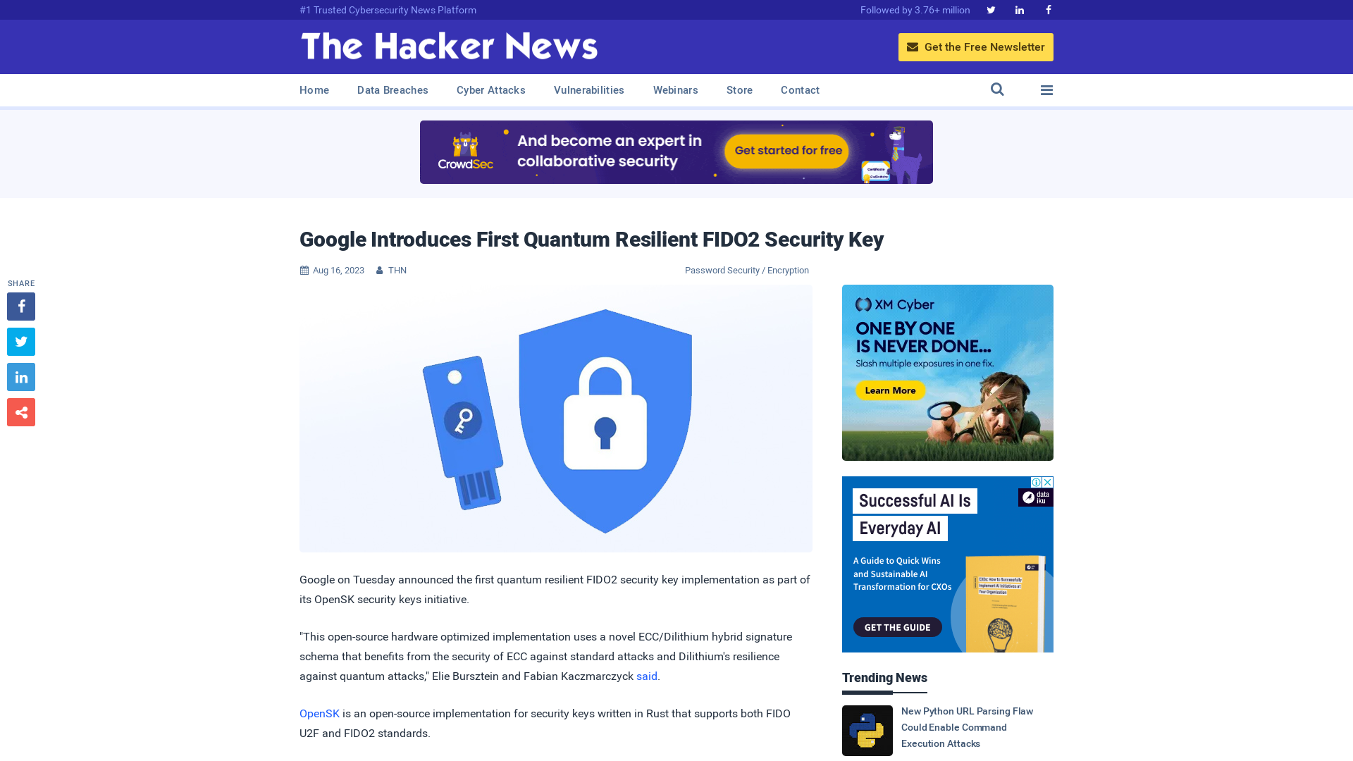 Google Introduces First Quantum Resilient FIDO2 Security Key