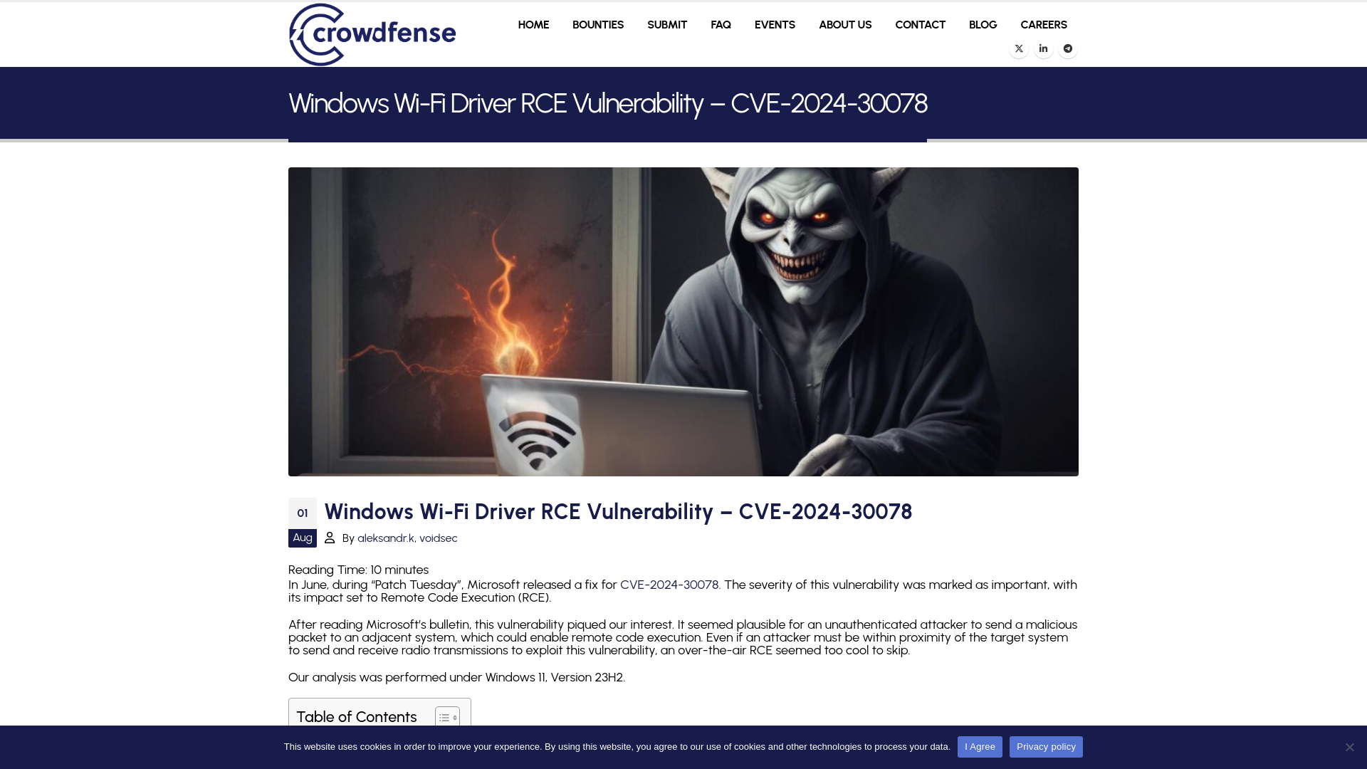 Windows Wi-Fi Driver RCE Vulnerability - CVE-2024-30078 - Crowdfense