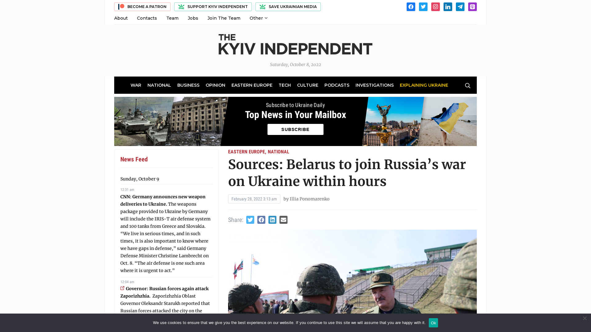 Sources: Belarus to join Russia’s war on Ukraine within hours