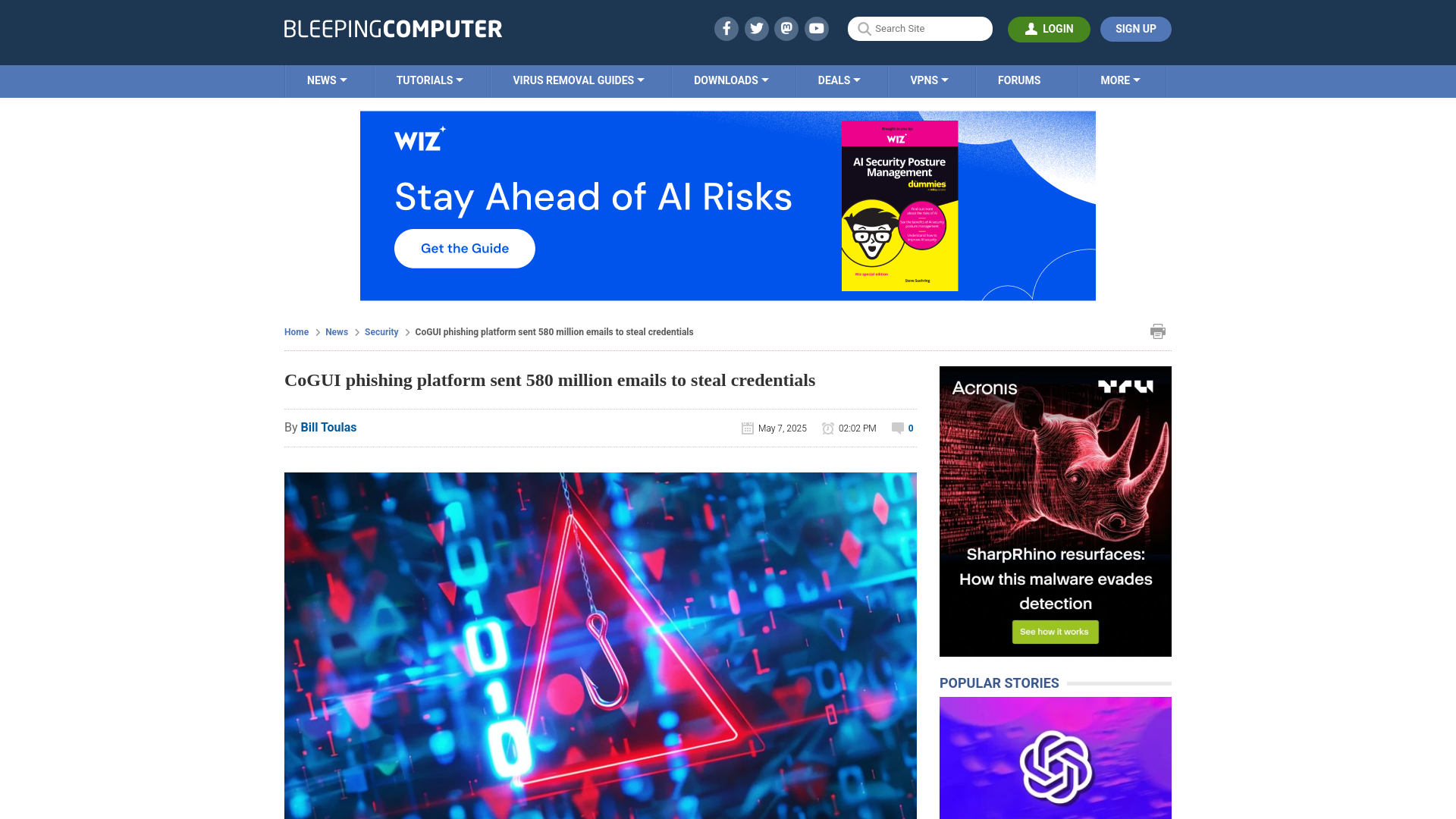 CoGUI phishing platform sent 580 million emails to steal credentials