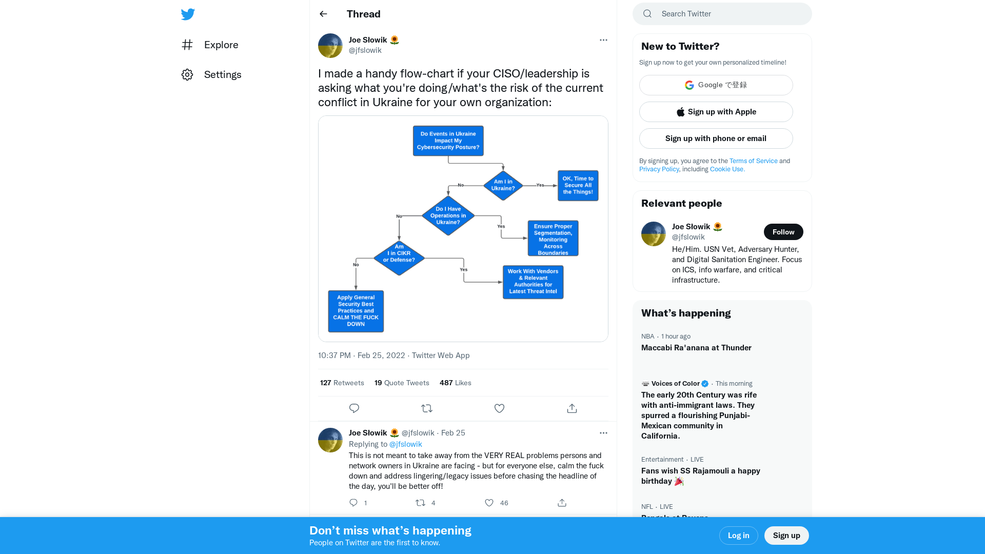 Joe Słowik 🌻 on Twitter: "I made a handy flow-chart if your CISO/leadership is asking what you're doing/what's the risk of the current conflict in Ukraine for your own organization: https://t.co/F97F8D9ISi" / Twitter