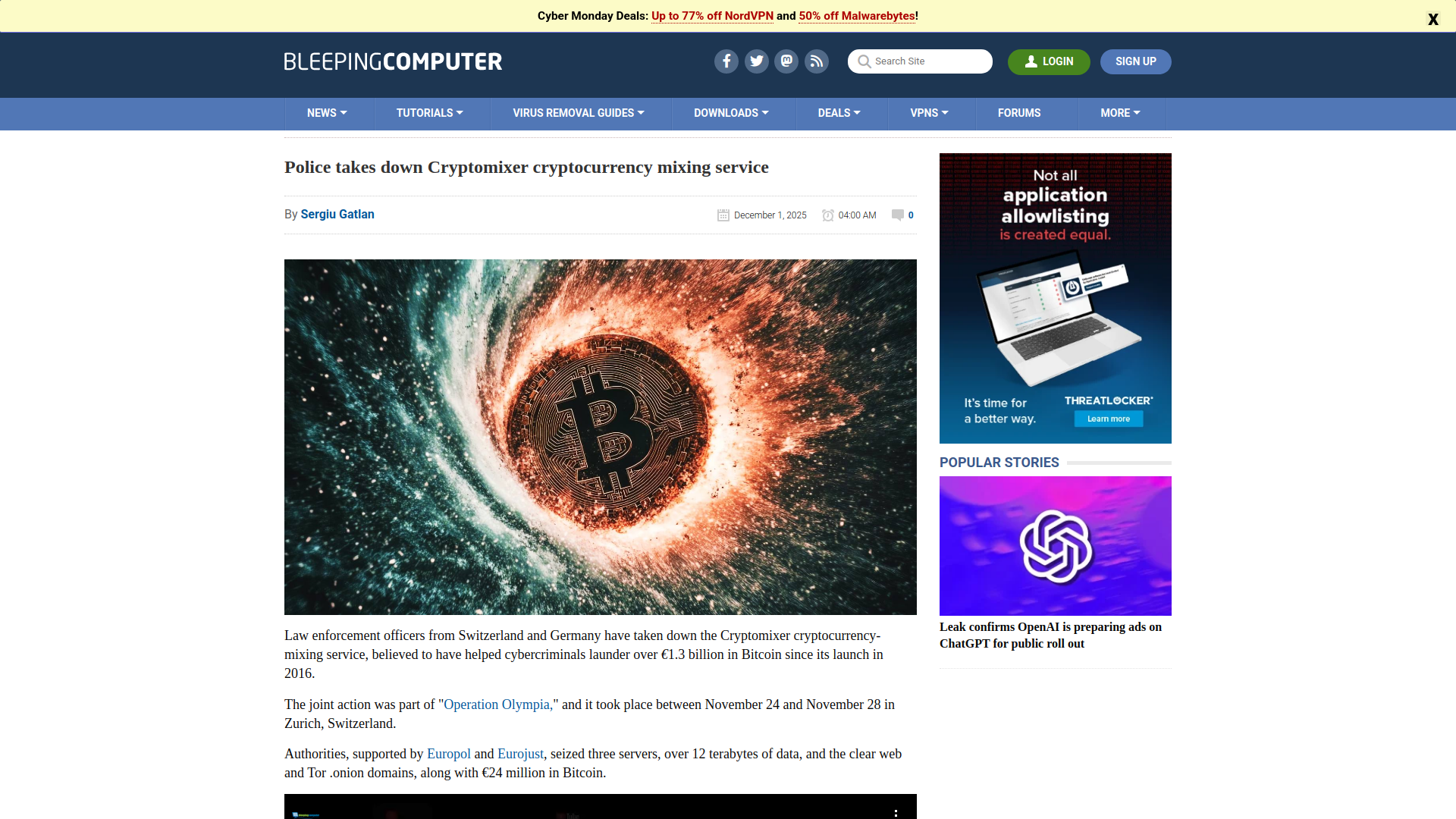 Police takes down Cryptomixer cryptocurrency mixing service