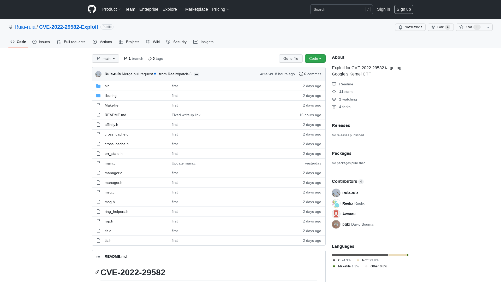 GitHub - Ruia-ruia/CVE-2022-29582-Exploit: Exploit for CVE-2022-29582 targeting Google's Kernel CTF