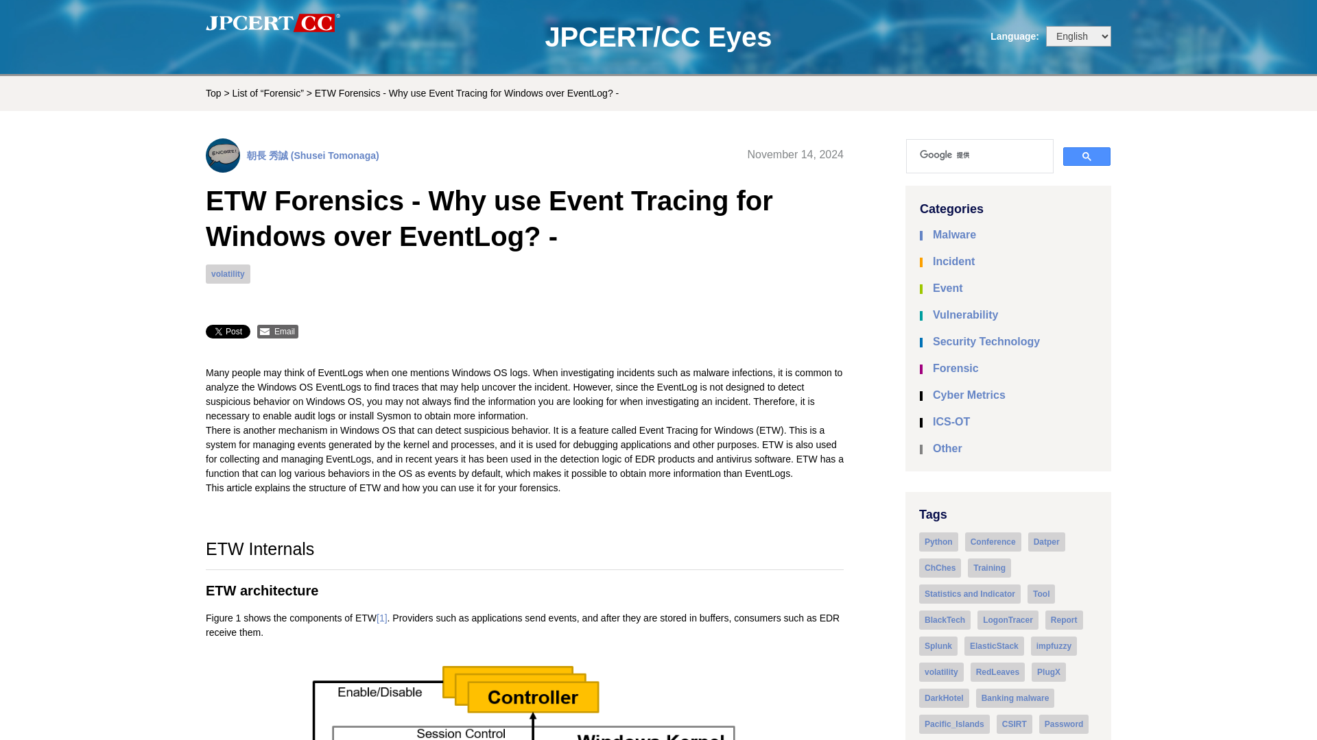 ETW Forensics - Why use Event Tracing for Windows over EventLog? - - JPCERT/CC Eyes | JPCERT Coordination Center official Blog