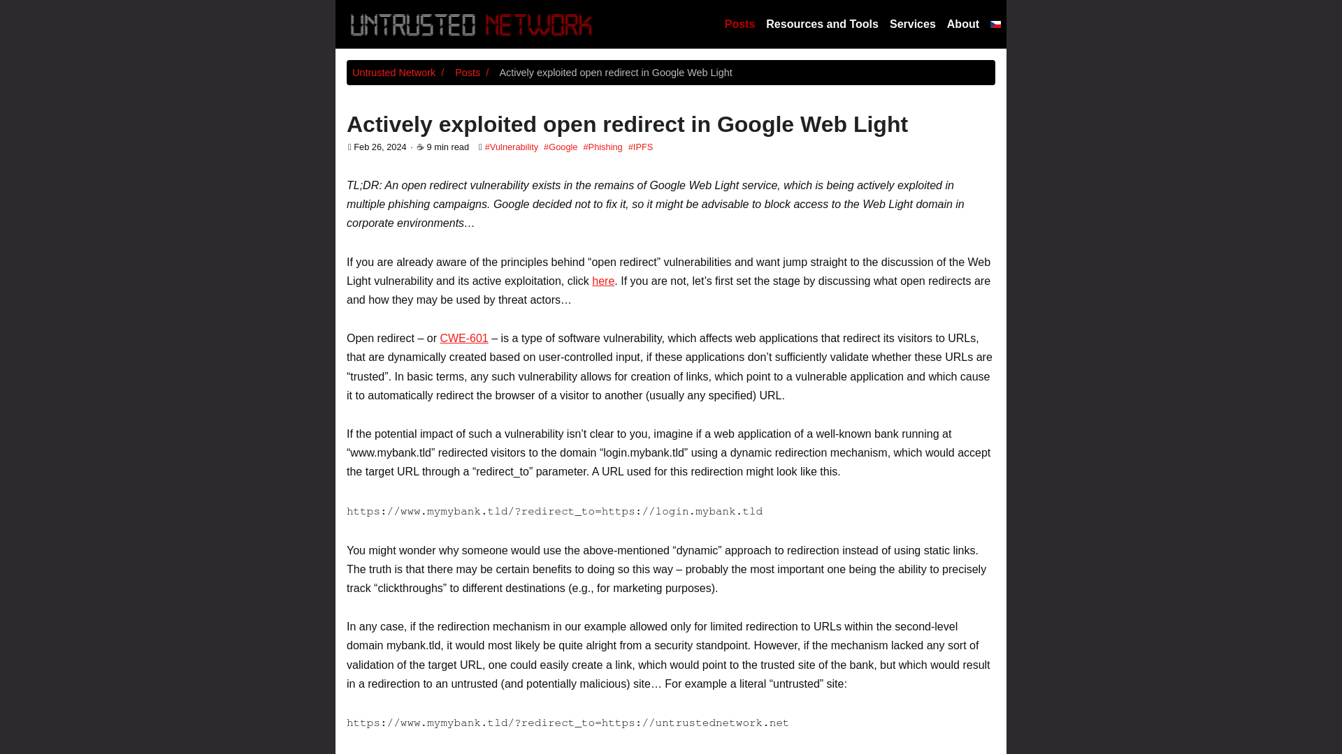 Actively exploited open redirect in Google Web Light – Untrusted Network