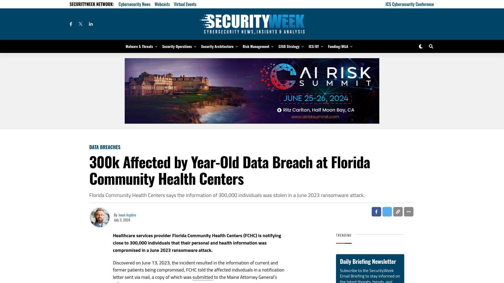 300k Affected by Year-Old Data Breach at Florida Community Health Centers - SecurityWeek