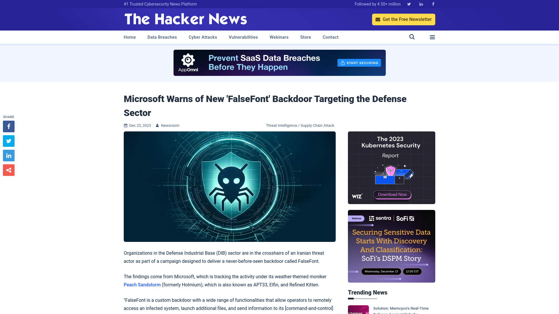 Microsoft Warns of New 'FalseFont' Backdoor Targeting the Defense Sector