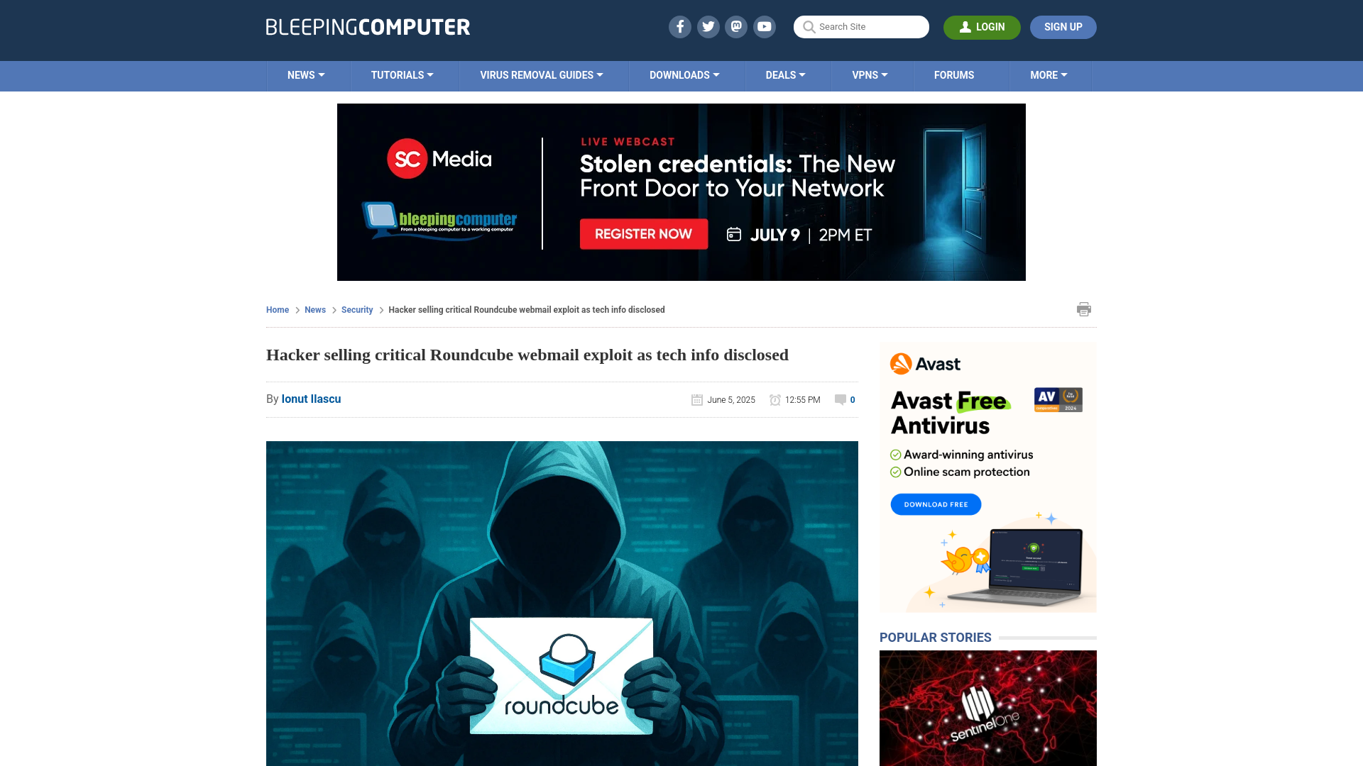 Hacker selling critical Roundcube webmail exploit as tech info disclosed