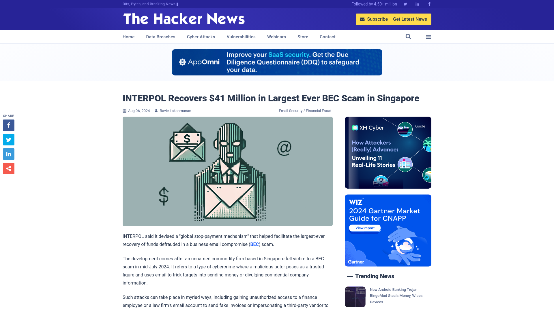 INTERPOL Recovers $41 Million in Largest Ever BEC Scam in Singapore