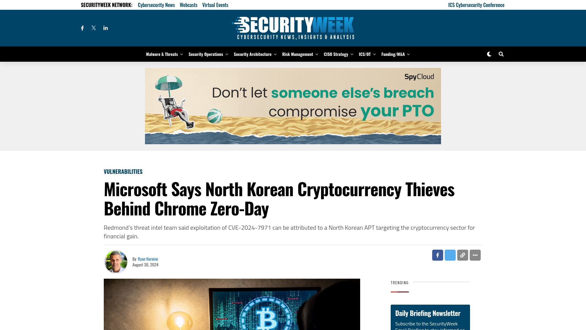 Microsoft Says North Korean Cryptocurrency Thieves Behind Chrome Zero-Day - SecurityWeek