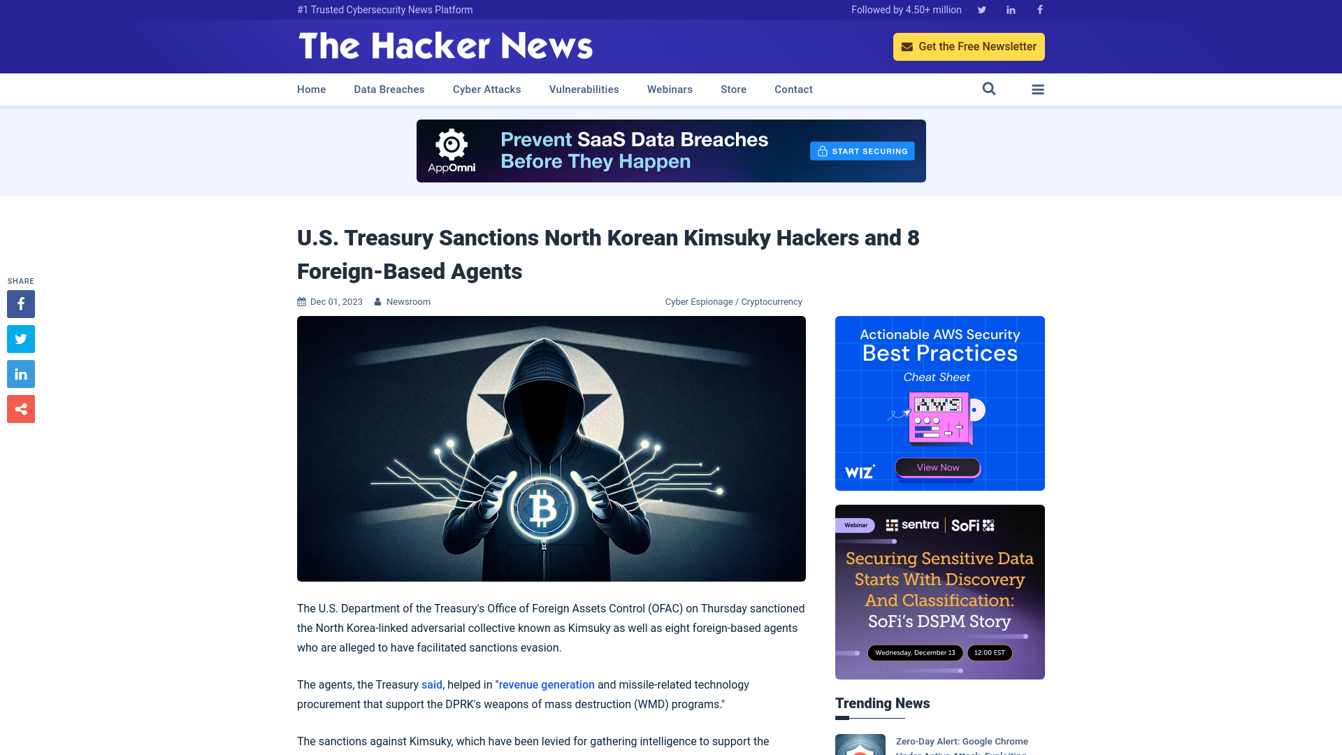 U.S. Treasury Sanctions North Korean Kimsuky Hackers and 8 Foreign-Based Agents