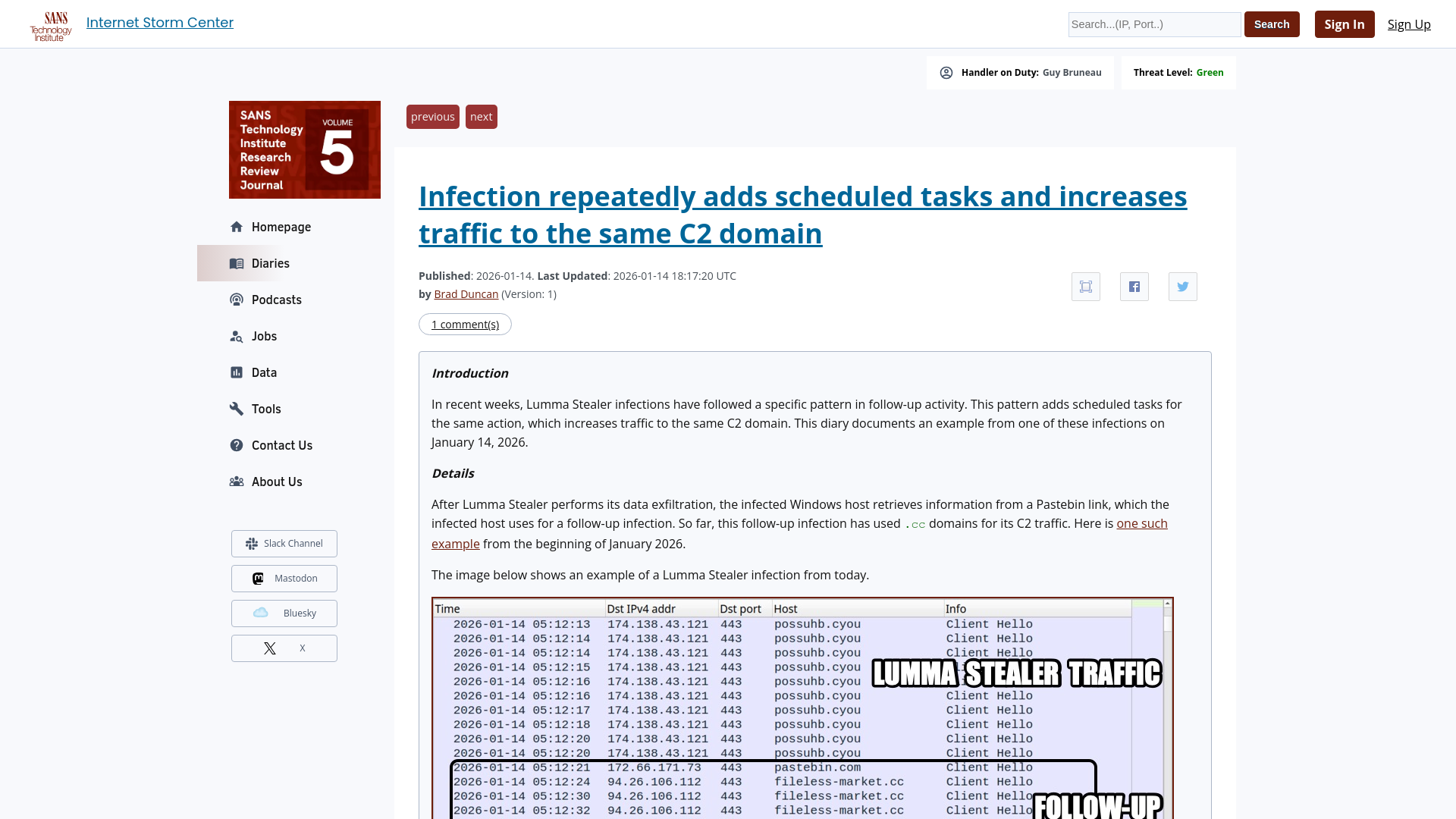 Infection repeatedly adds scheduled tasks and increases traffic to the same C2 domain