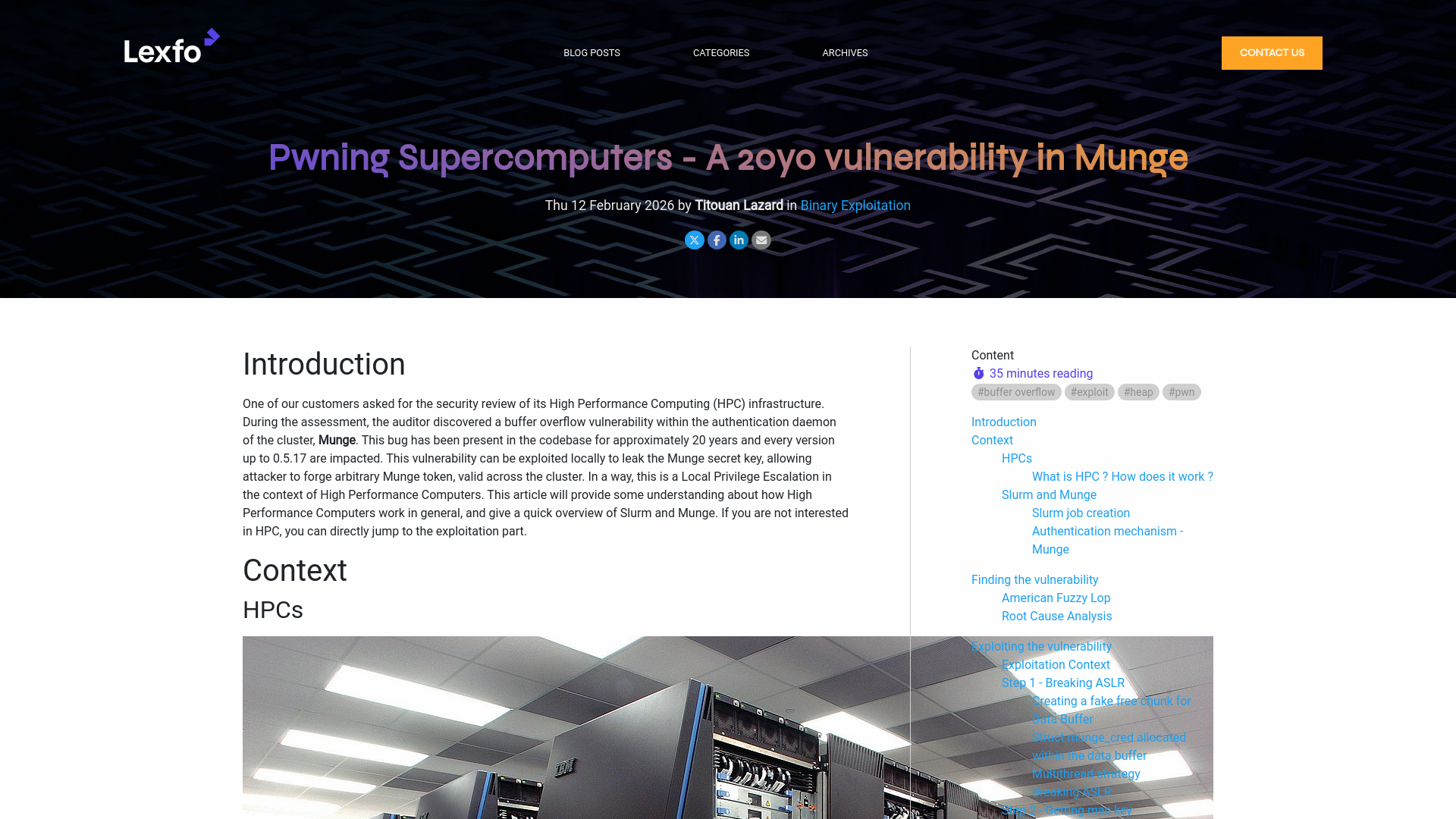 Lexfo's security blog - Pwning Supercomputers - A 20yo vulnerability in Munge