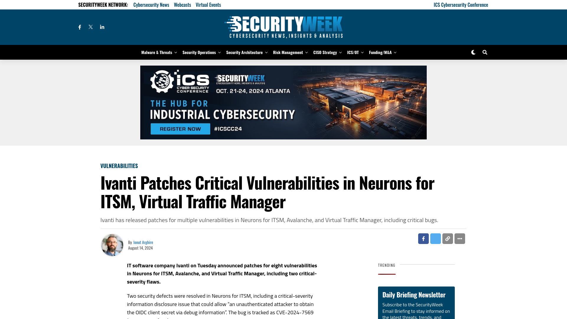 Ivanti Patches Critical Vulnerabilities in Neurons for ITSM, Virtual Traffic Manager - SecurityWeek