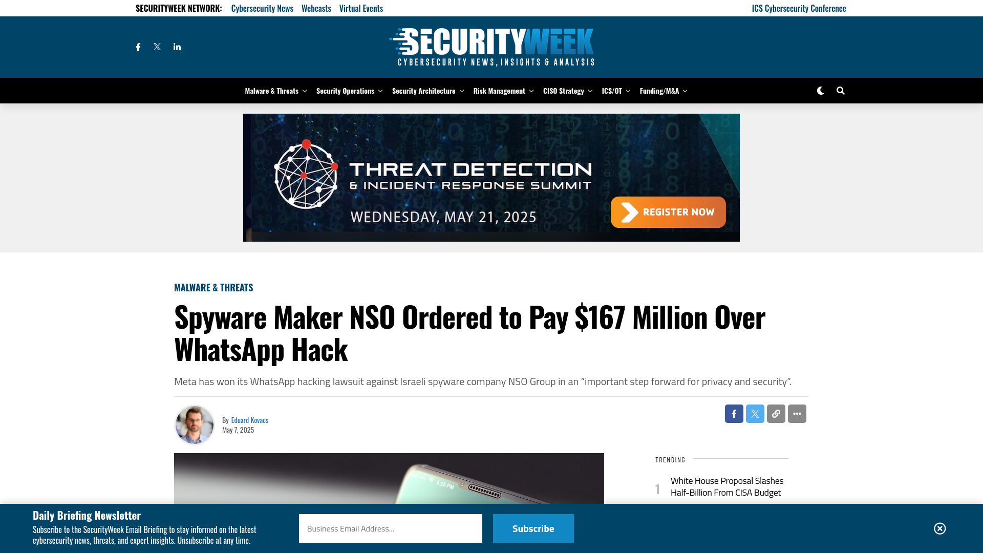 Spyware Maker NSO Ordered to Pay $167 Million Over WhatsApp Hack - SecurityWeek