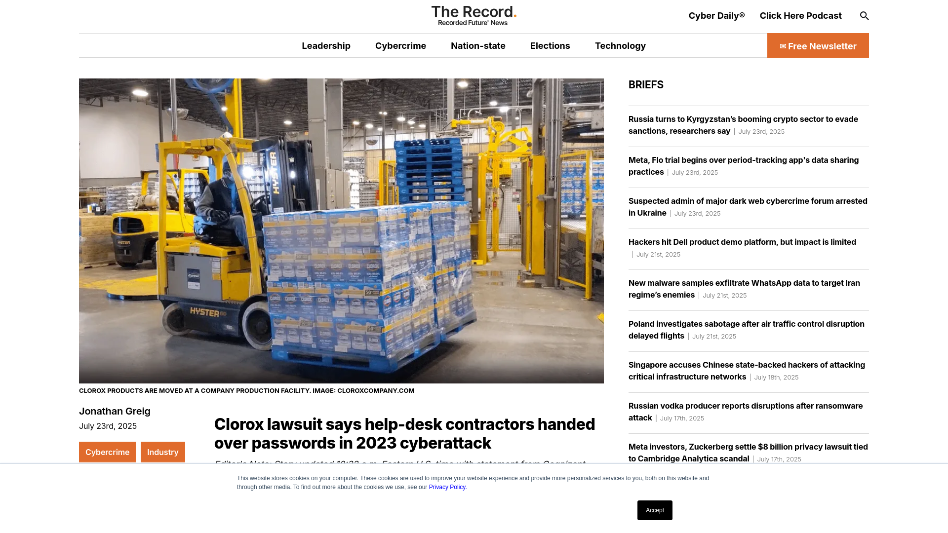 Clorox lawsuit says help-desk contractors handed over passwords in 2023 cyberattack | The Record from Recorded Future News