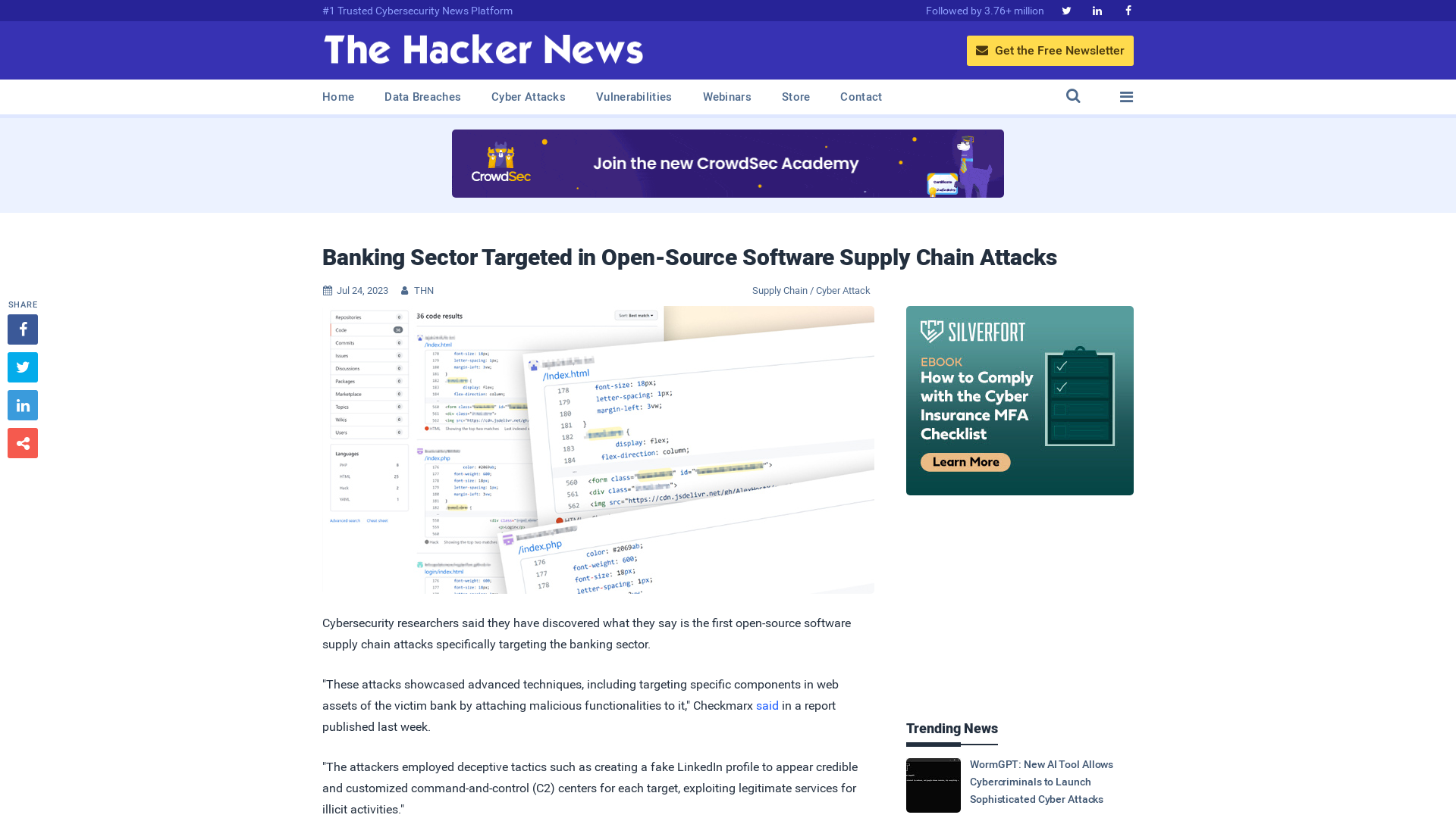 Banking Sector Targeted in Open-Source Software Supply Chain Attacks