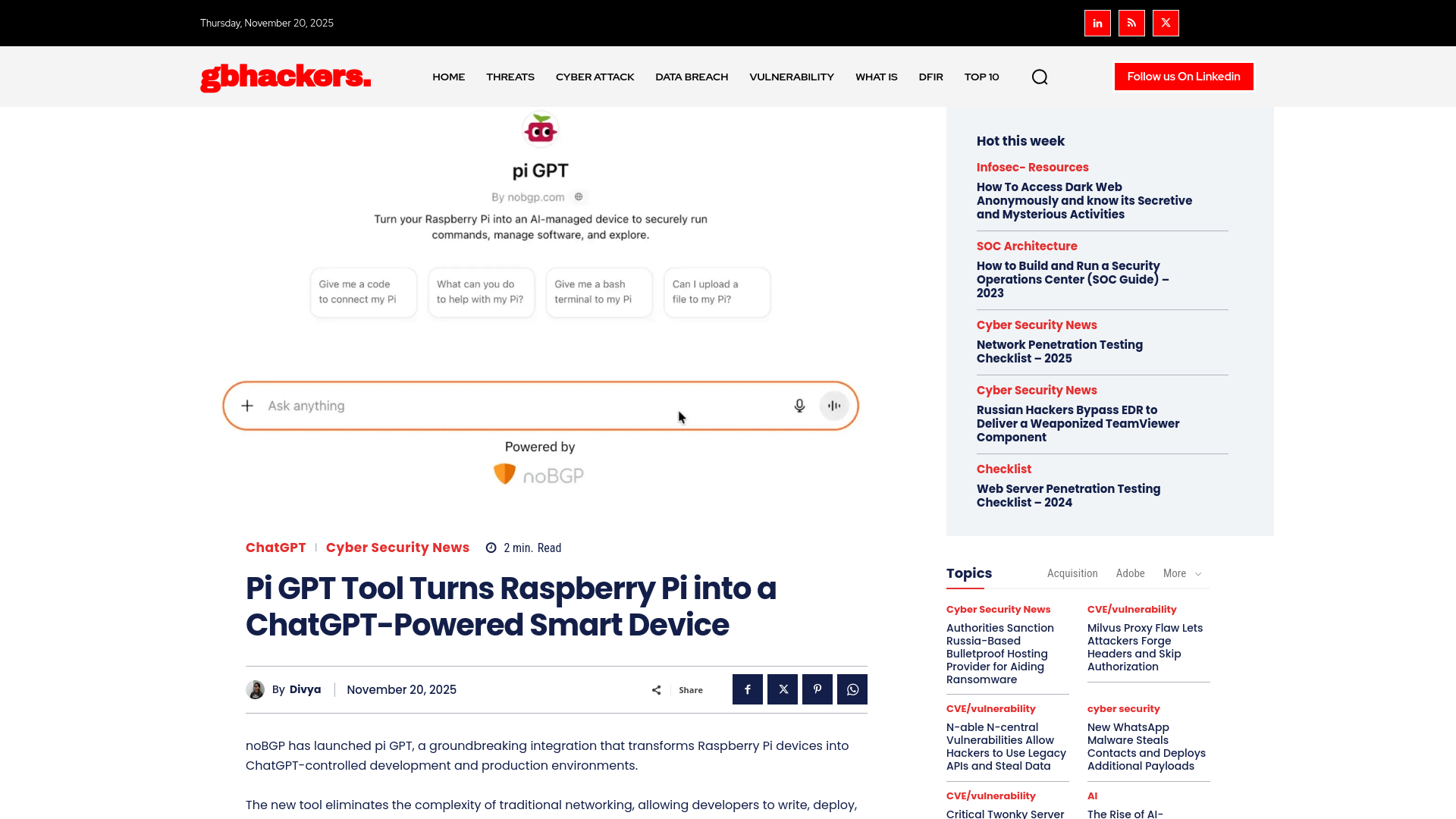 Pi GPT Tool Turns Raspberry Pi into a ChatGPT-Powered Smart Device