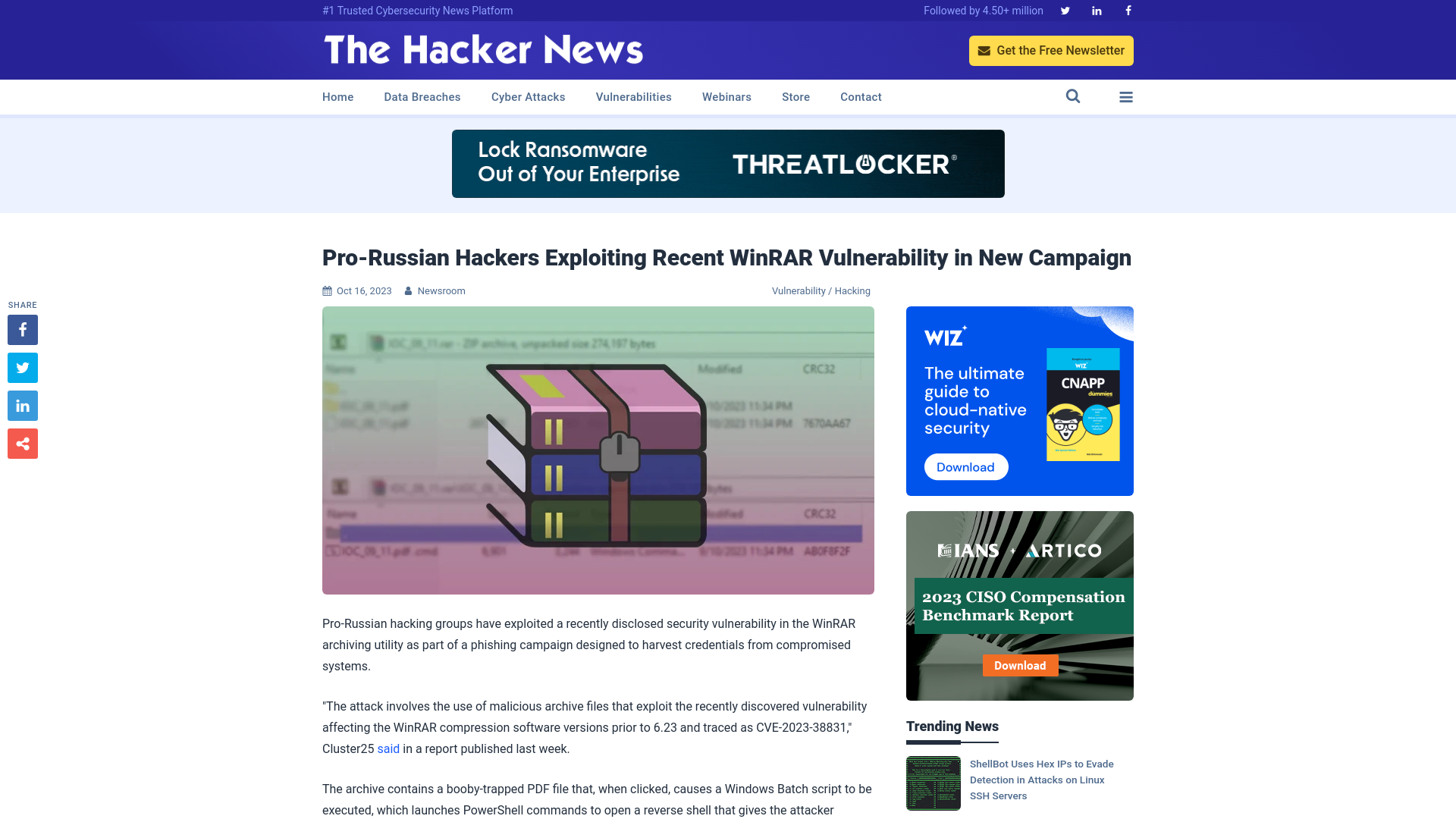 Pro-Russian Hackers Exploiting Recent WinRAR Vulnerability in New Campaign