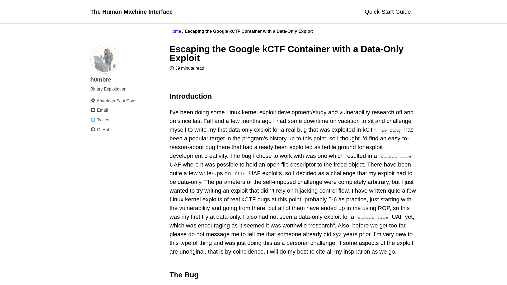 Escaping the Google kCTF Container with a Data-Only Exploit - The Human Machine Interface