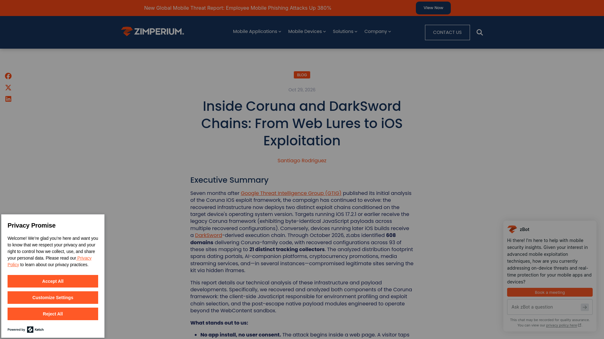Inside Coruna and DarkSword Chains: From Web Lures to iOS Exploitation