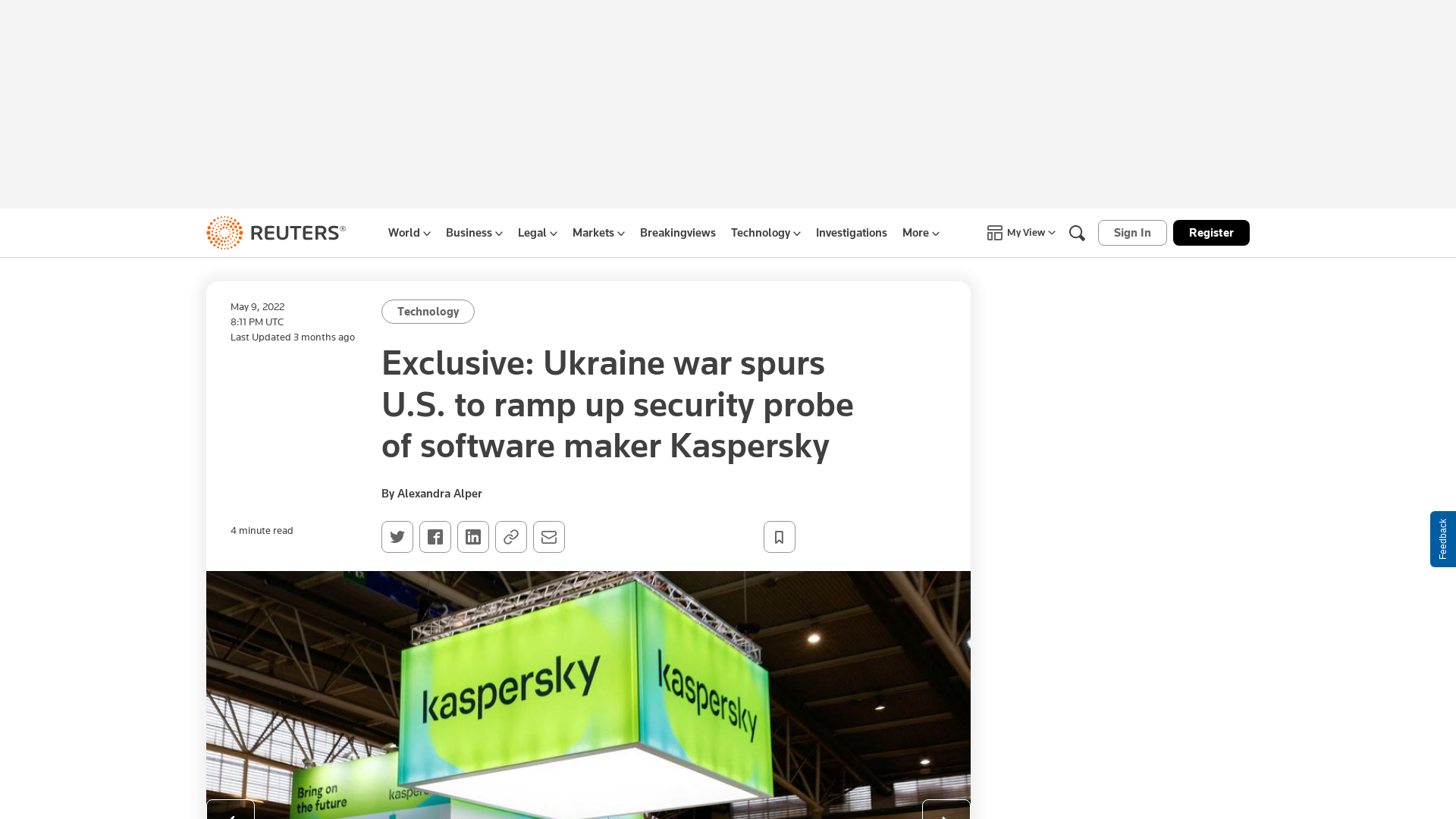 Exclusive: Ukraine war spurs U.S. to ramp up security probe of software maker Kaspersky | Reuters