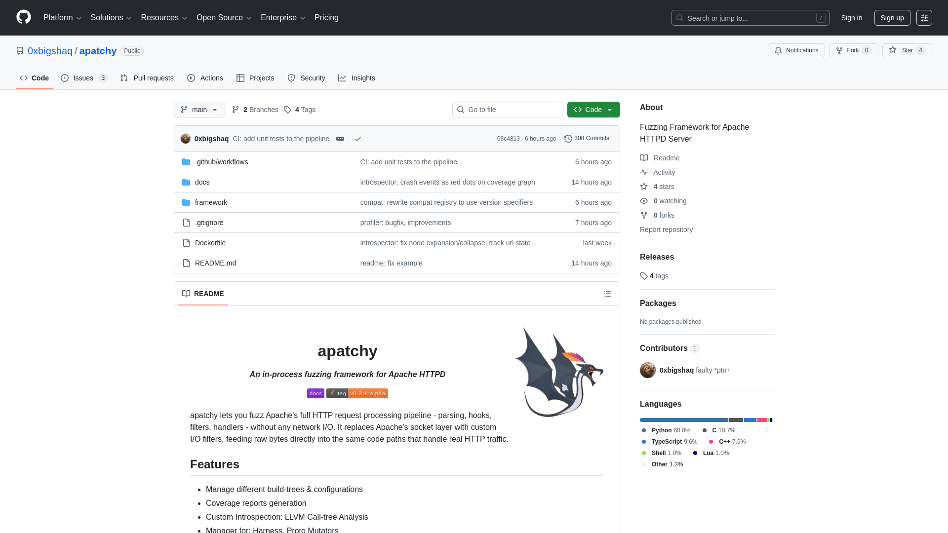 GitHub - 0xbigshaq/apatchy: Fuzzing Framework for Apache HTTPD Server · GitHub
