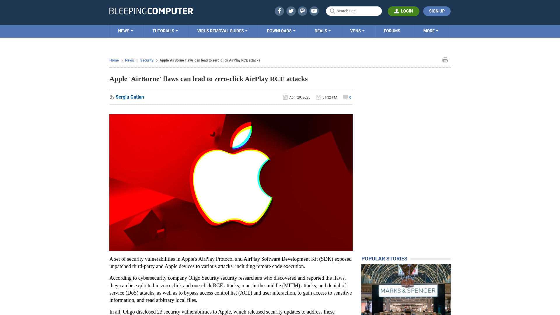Apple 'AirBorne' flaws can lead to zero-click AirPlay RCE attacks