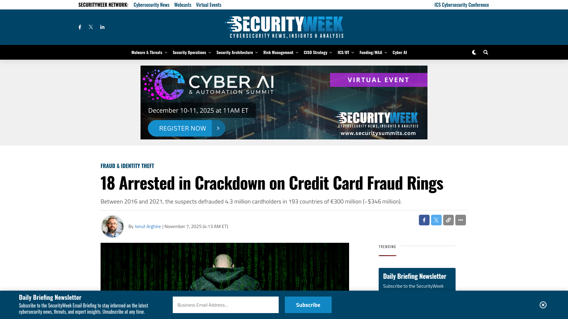 18 Arrested in Crackdown on Credit Card Fraud Rings - SecurityWeek