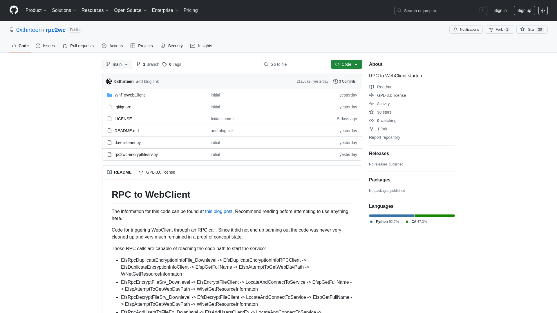 GitHub - 0xthirteen/rpc2wc: RPC to WebClient startup
