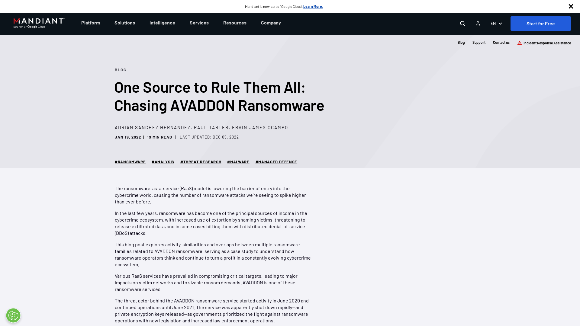 One Source to Rule Them All: Chasing AVADDON Ransomware | Mandiant