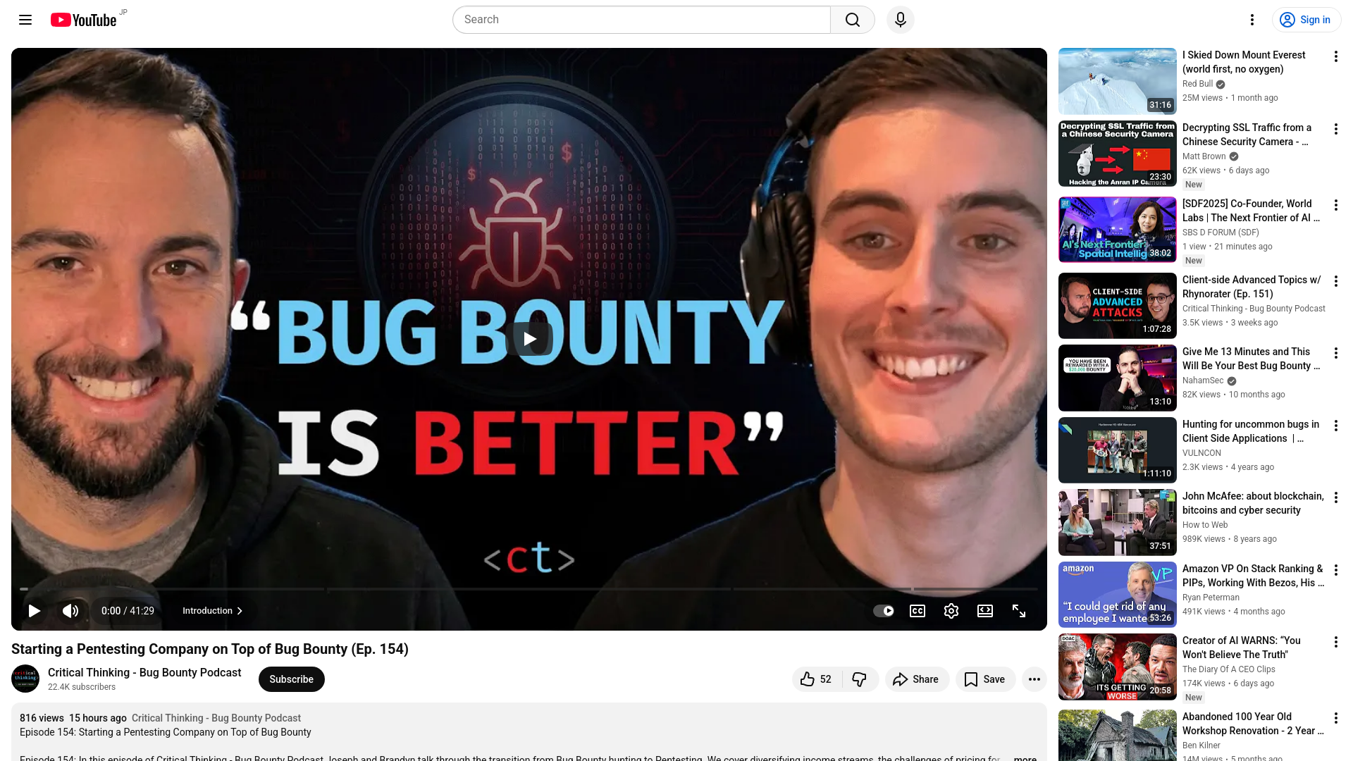 Starting a Pentesting Company on Top of Bug Bounty (Ep. 154) - YouTube