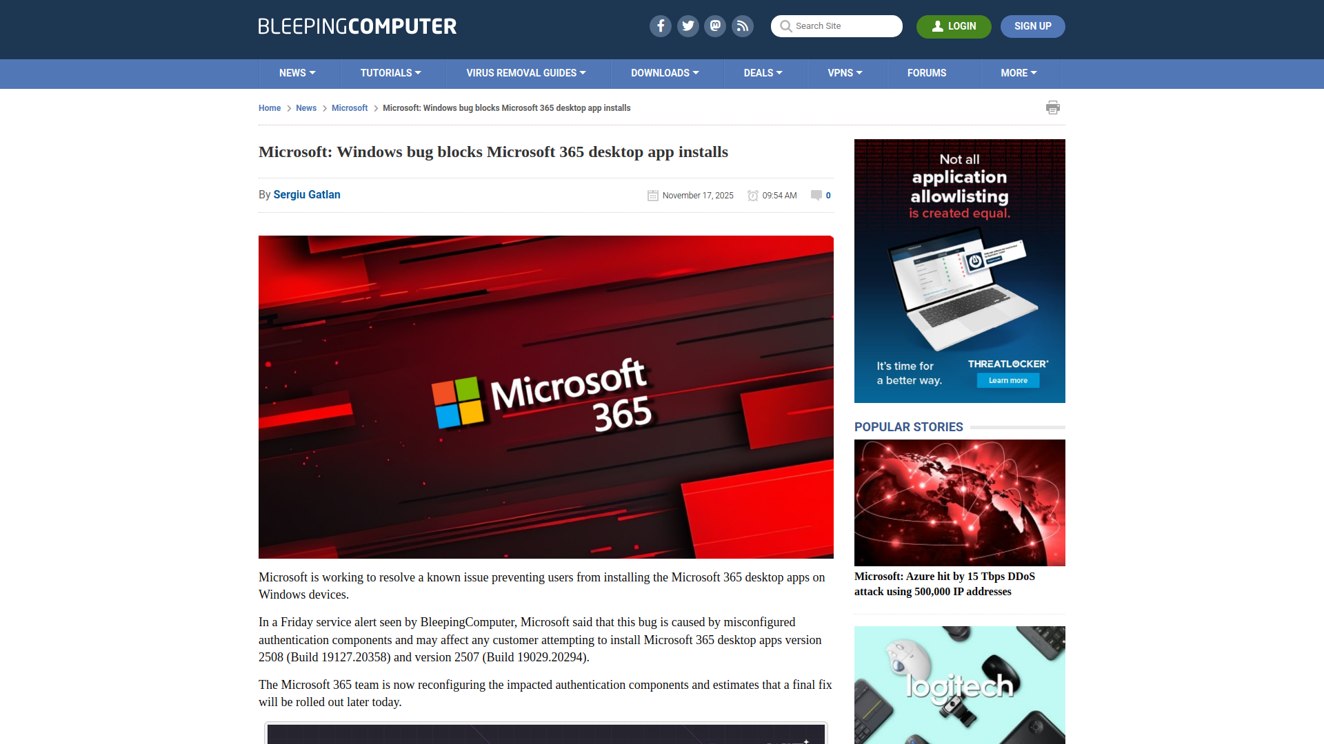Microsoft: Windows bug blocks Microsoft 365 desktop app installs