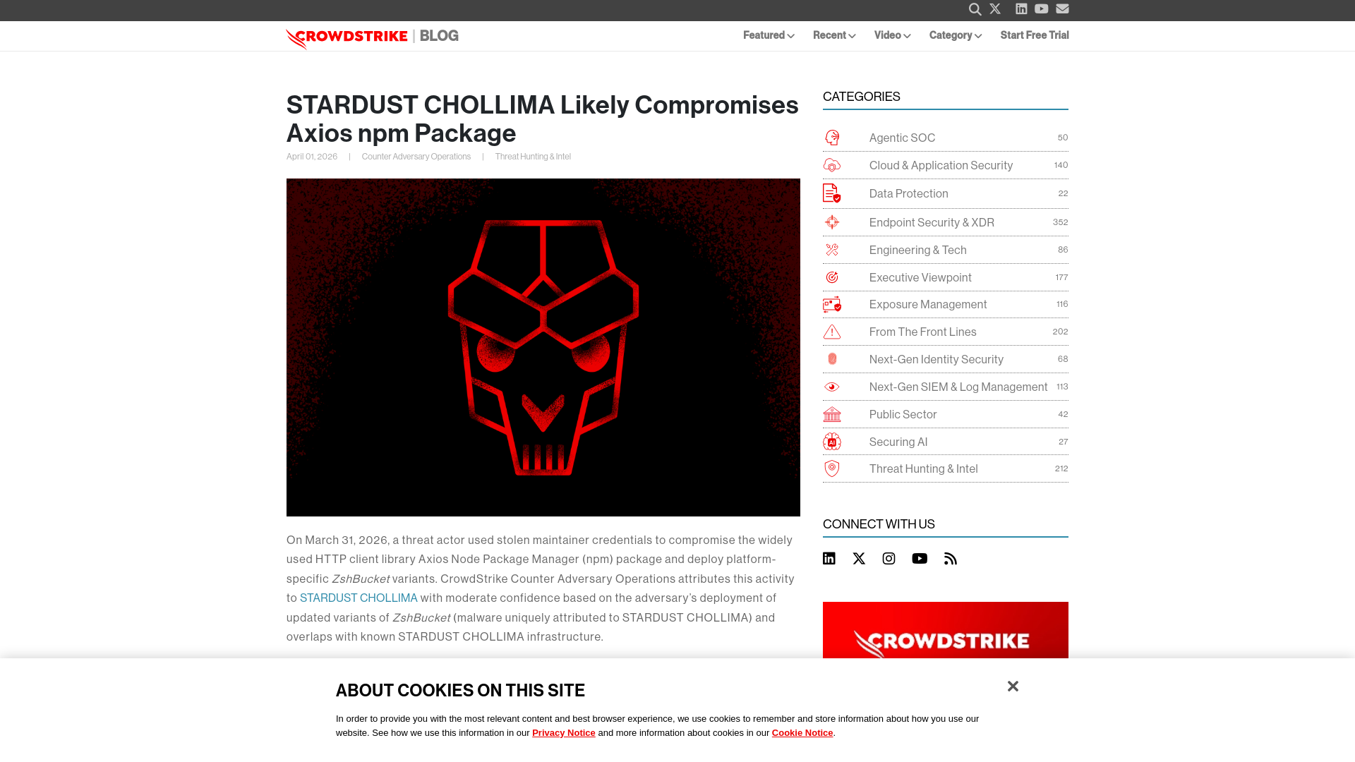 STARDUST CHOLLIMA Likely Compromises Axios npm Package