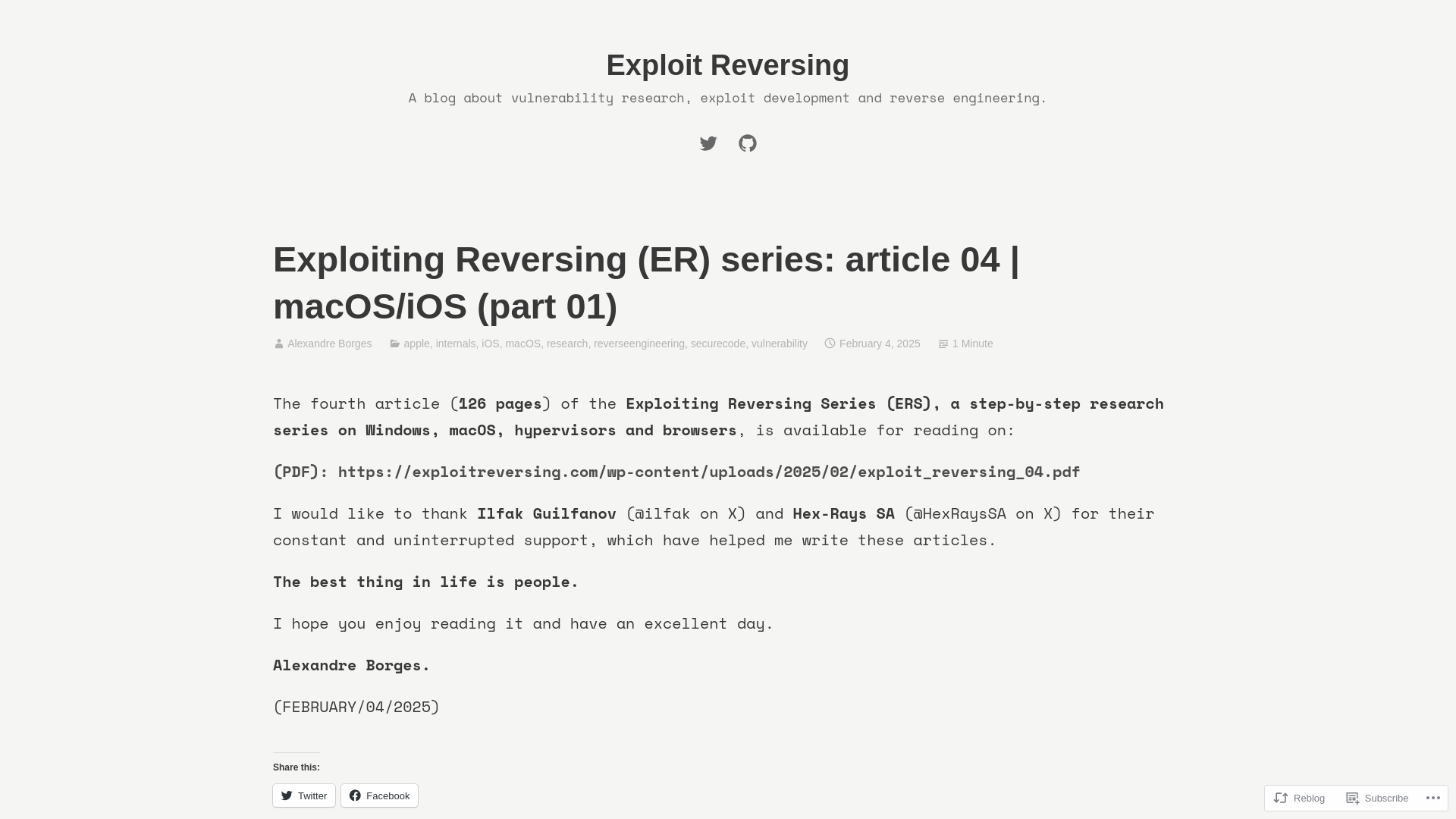 Exploiting Reversing (ER) series: article 04 | macOS/iOS (part 01) – Exploit Reversing