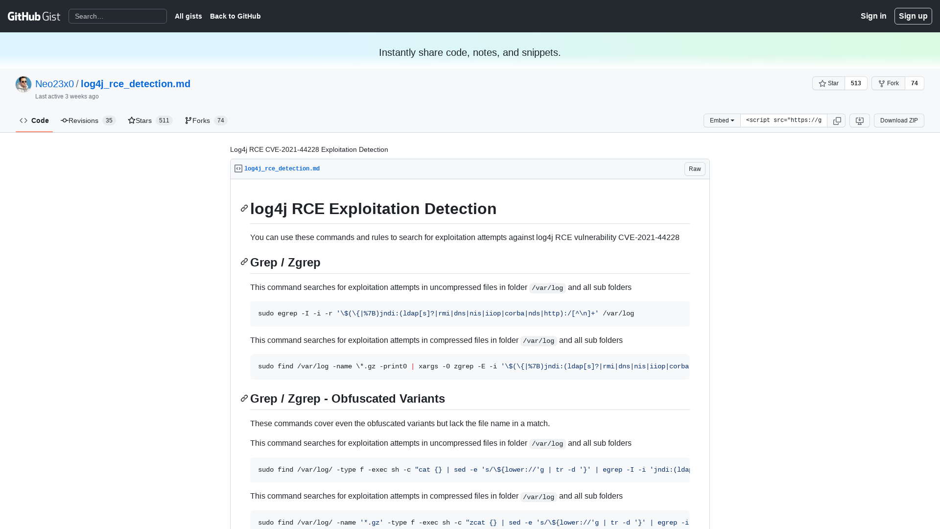 Log4j RCE CVE-2021-44228 Exploitation Detection · GitHub